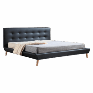 King PU Leather Deluxe Bed Frame Black