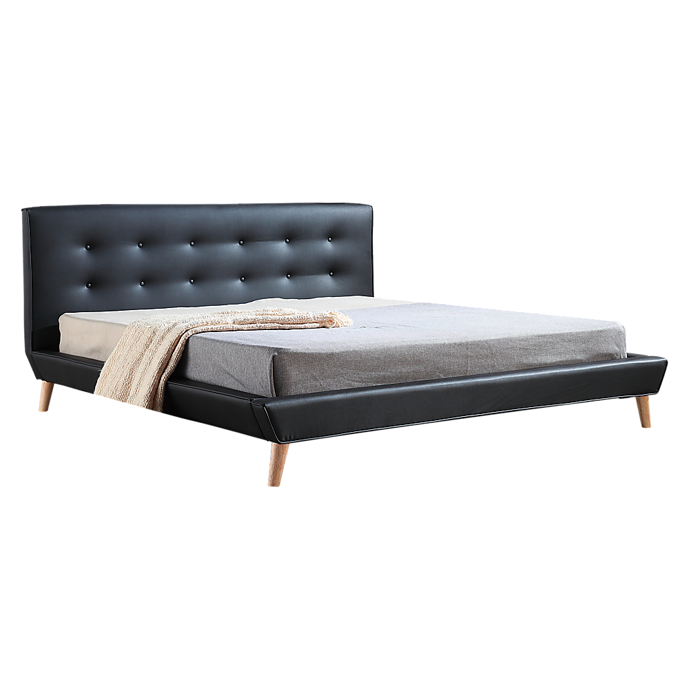 V63-819143-9432-00 King PU Leather Deluxe Bed Frame Black - Image 1