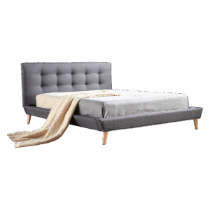 Double Linen Fabric Deluxe Bed Frame Grey