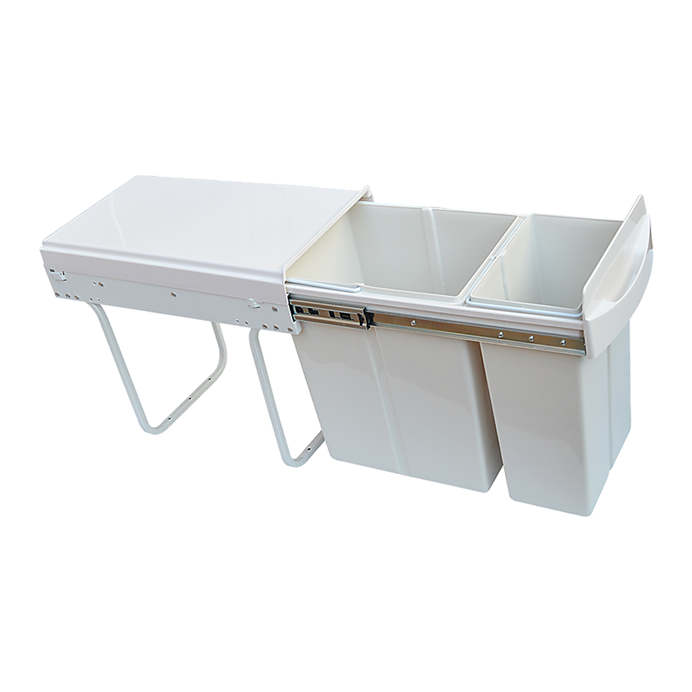 V63-824211-15978-00 Pull Out Bin Kitchen Double Dual Slide Garbage Rubbish Waste 10L+20L - Image 1