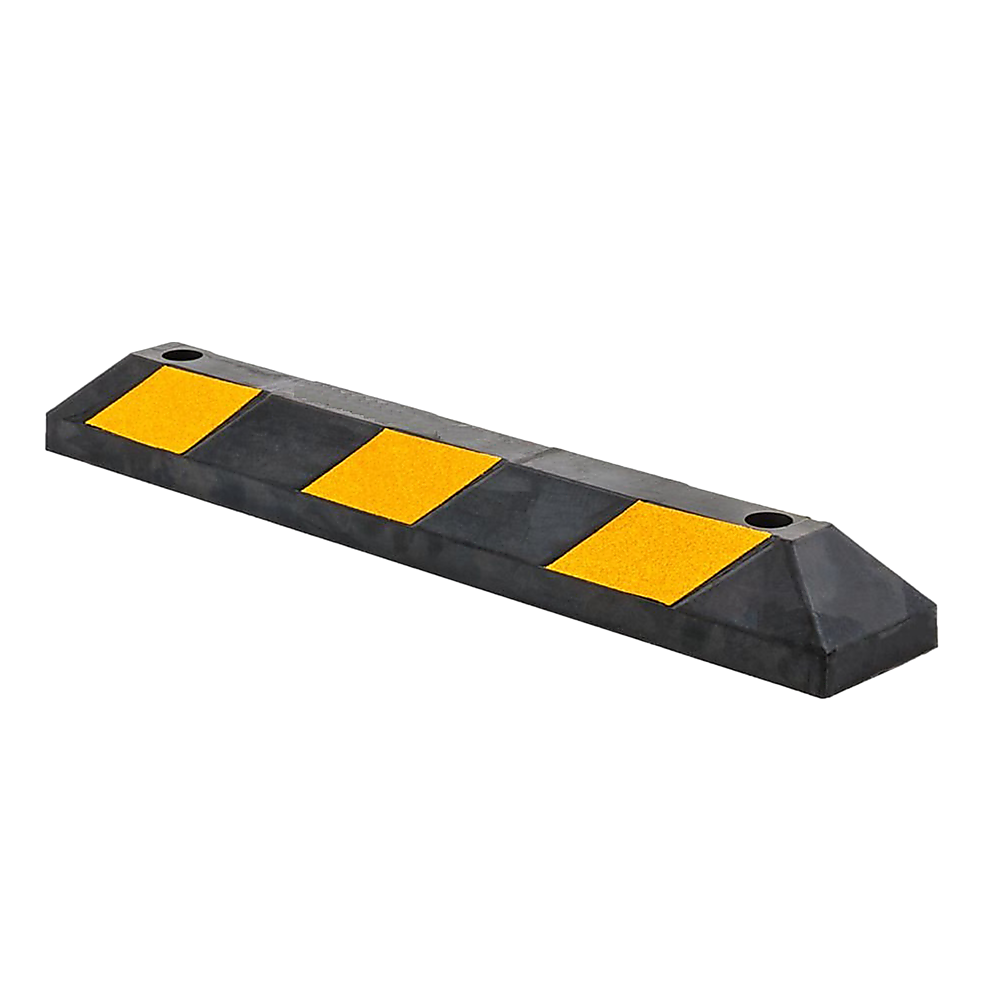 V63-826021-202503051205-00 90cm Heavy Duty Rubber Curb Parking Guide Wheel Driveway Stopper Reflective Yellow - Image 1