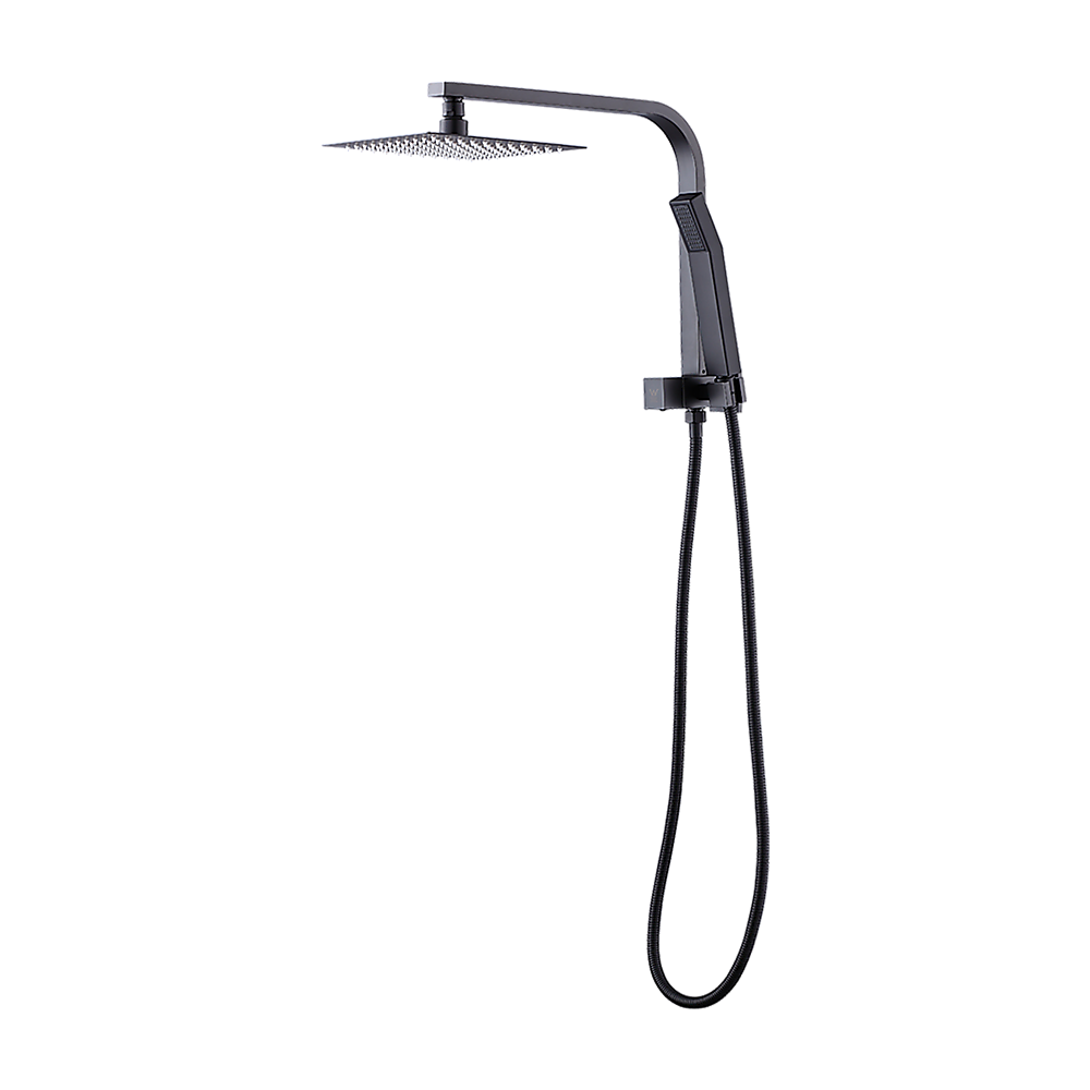 V63-828041-26264-00 WELS 8" Rain Shower Head Set Square Dual Heads Faucet High Pressure Hand Held - Image 1