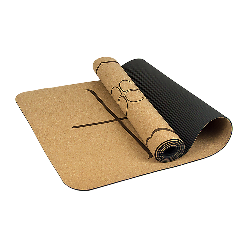 V63-835681-26643-00 Natural Cork TPE Yoga Mat Sports Eco Friendly Exercise Fitness Gym Pilates - Image 1