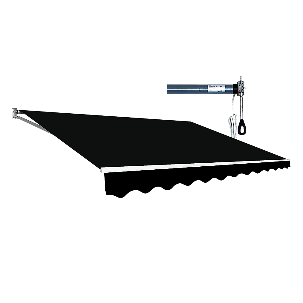 V63-842861-91856-00 Motorised Outdoor Folding Arm Awning Retractable Sunshade Canopy Black 4.0m x 2.5m - Image 1