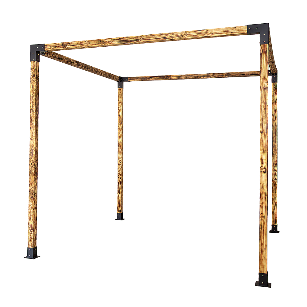V63-847741-167334-00 Roof Pergola Gazebo Shed Matte Black Steel Brackets DIY Kits - Image 1