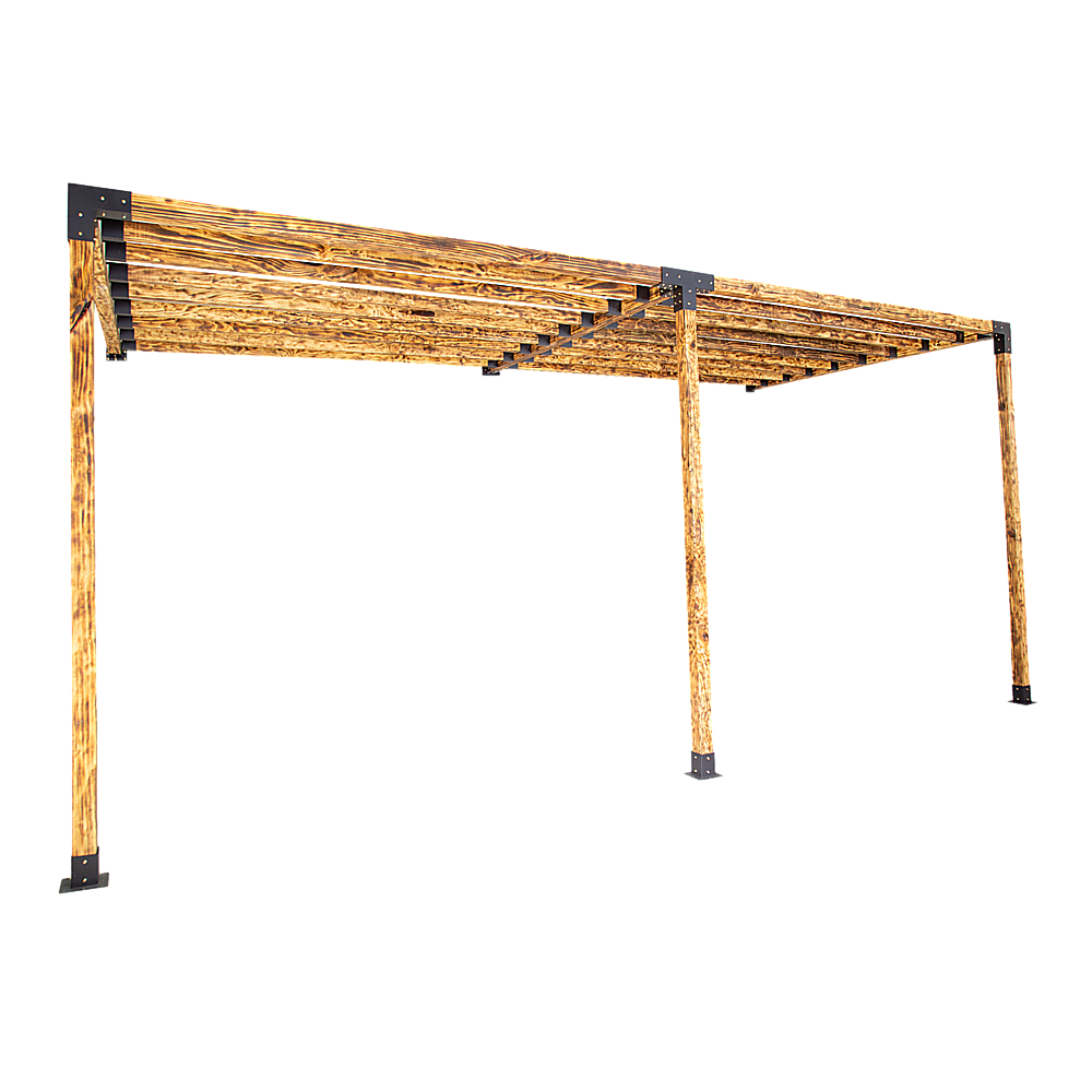 V63-847801-167344-06 Roof Pergola Gazebo Shed Matte Black Steel Brackets DIY Kits - Image 1