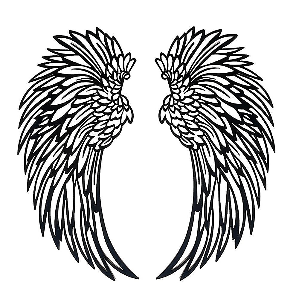 V63-921021-205802-00 LED Angel Wing Metal Wall Art Wrought Iron Wings Sculpture Fairy Lights - Image 1
