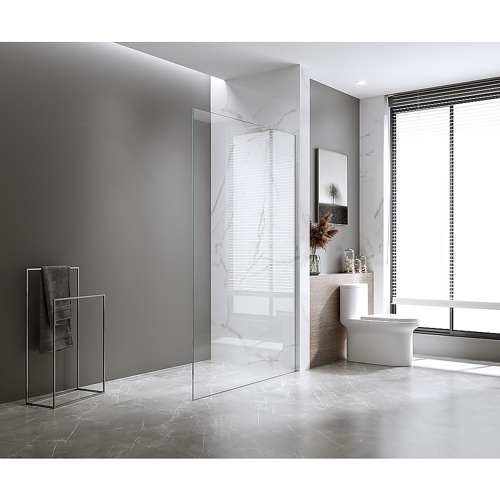 110x210cm Glass Shower Screen with Gunmetal Wall & Floor Channel