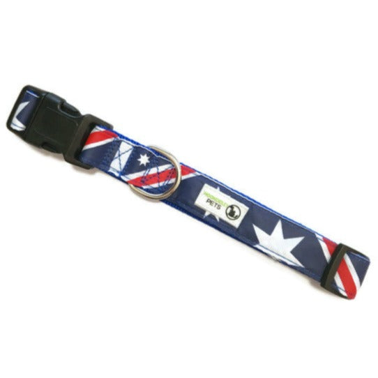 V631-MDPCOLAUSXL-186111-00 Australia Flag Aussie Dog Collar - Moondidley Pets X-Large - Image 1