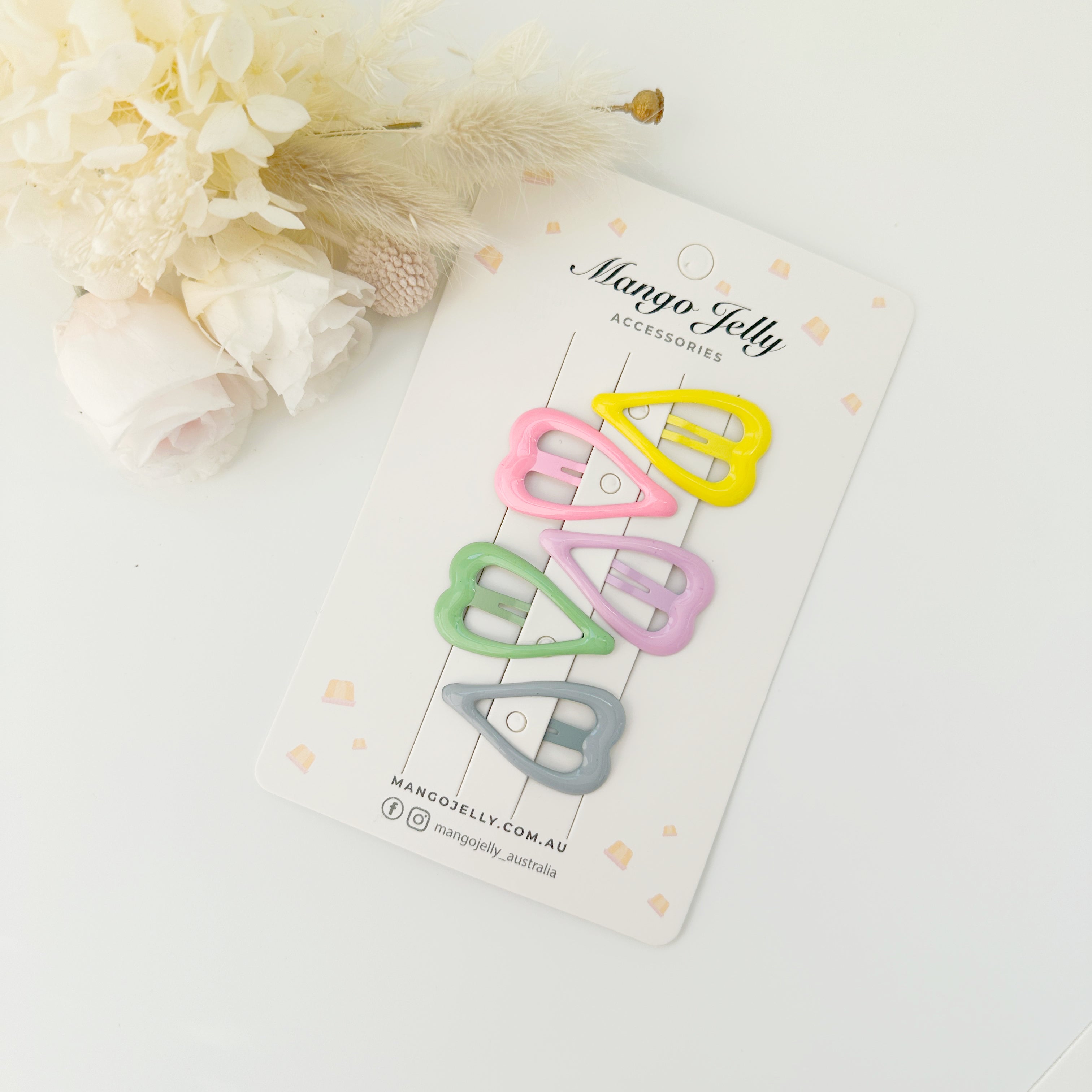 V659-HC-BUTTERCREAM-CANDY-HEART-1-M-160824-00 MANGO JELLY Butter Cream Hair Clips Collection - Candy Heart shape - One Pack - Image 1