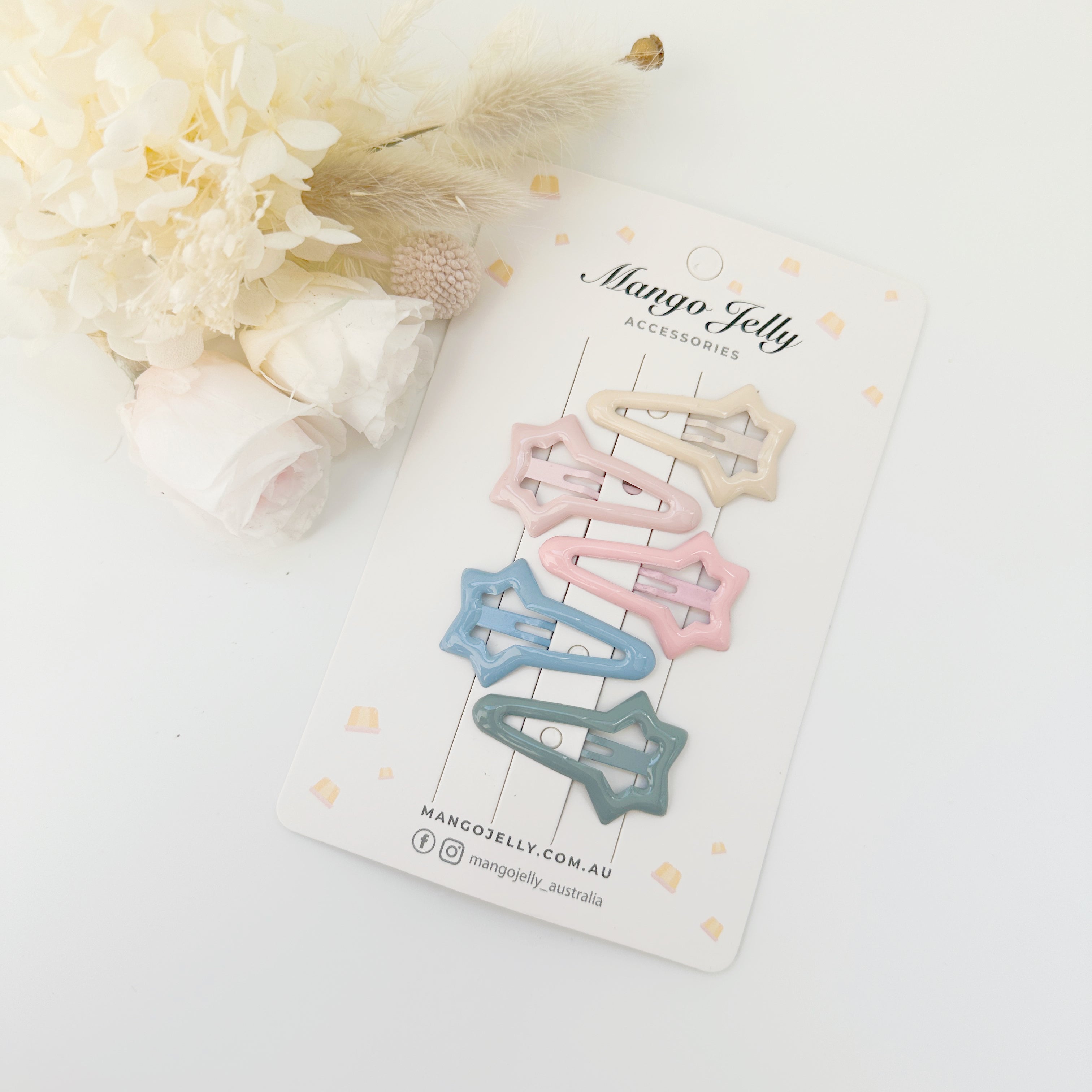 V659-HC-BUTTERCREAM-ICECREAM-SHOOTINGSTAR-1-M-160808-00 MANGO JELLY Butter Cream Hair Clips Collection - Ice cream Shooting Stars - One Pack - Image 1