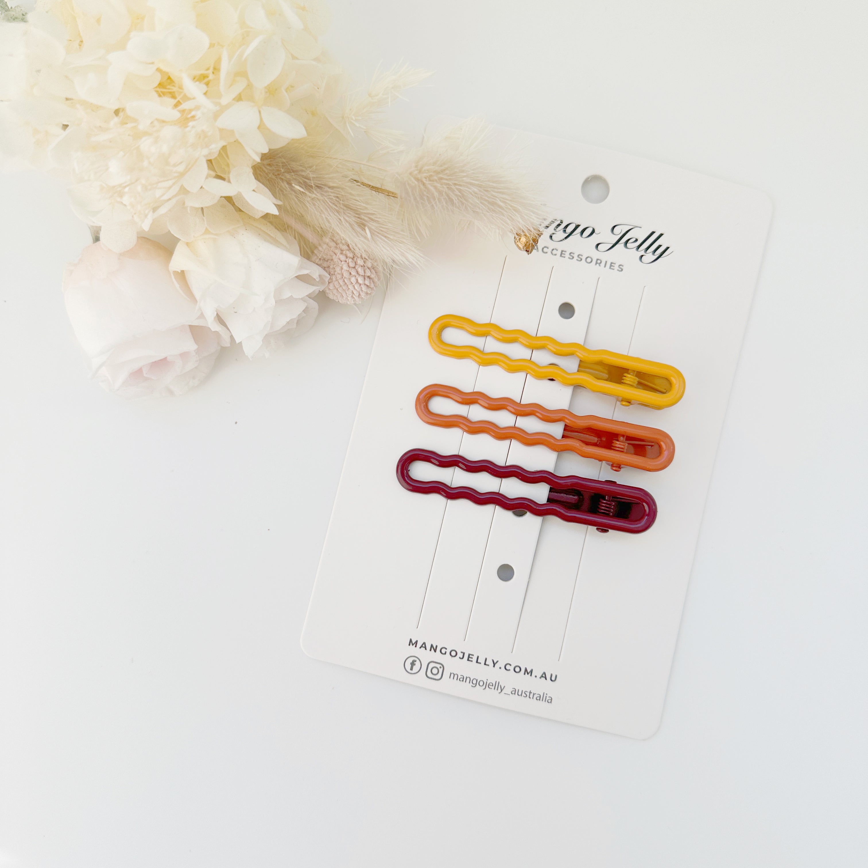 V659-HC-GLOSSWAVY-MAPLE-2-M-160773-00 MANGO JELLY Gloss Glaze Wavy Hair Clips - Maple - Twin Pack - Image 1