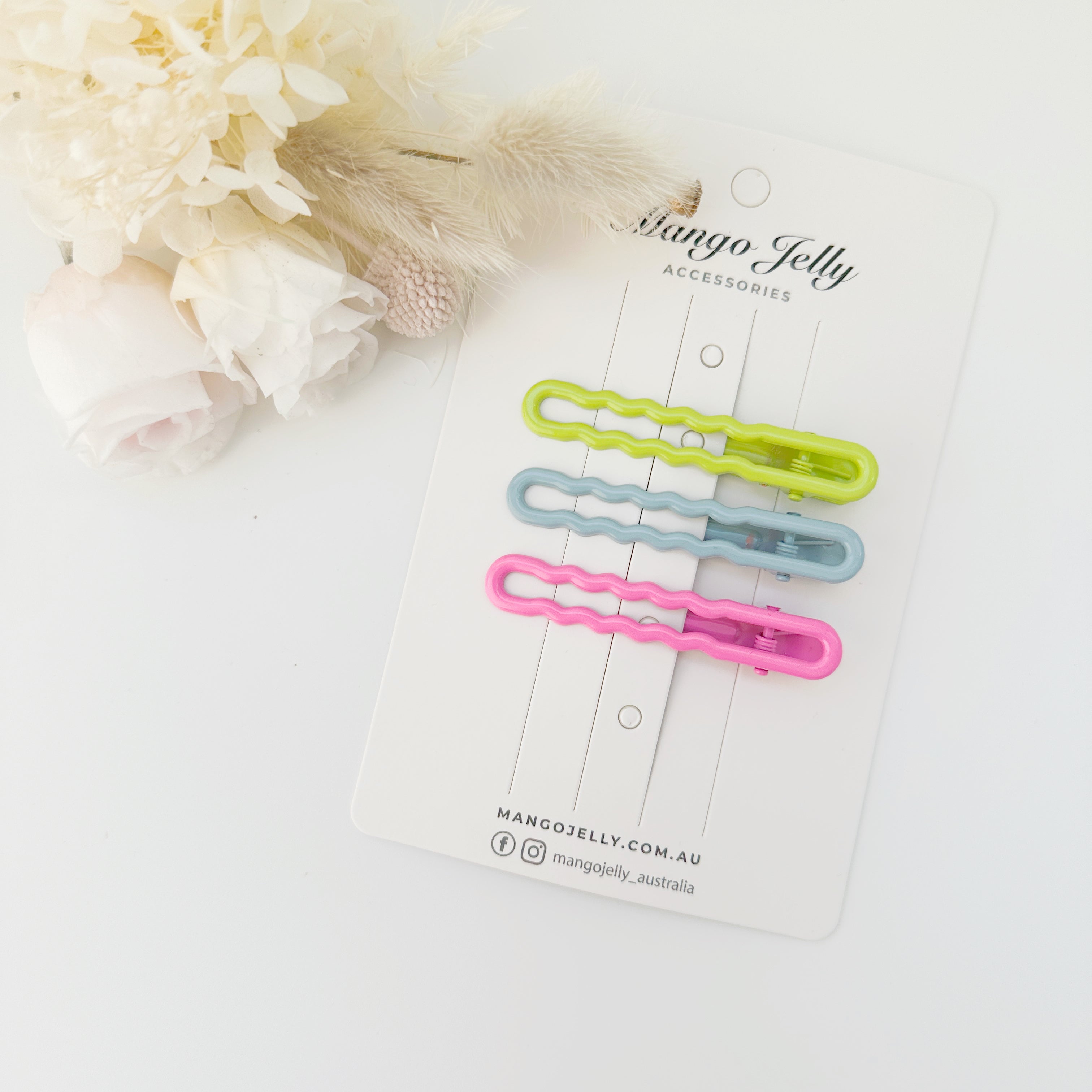 V659-HC-GLOSSWAVY-NEON-2-M-160771-00 MANGO JELLY Gloss Glaze Wavy Hair Clips - Neon - Twin Pack - Image 1