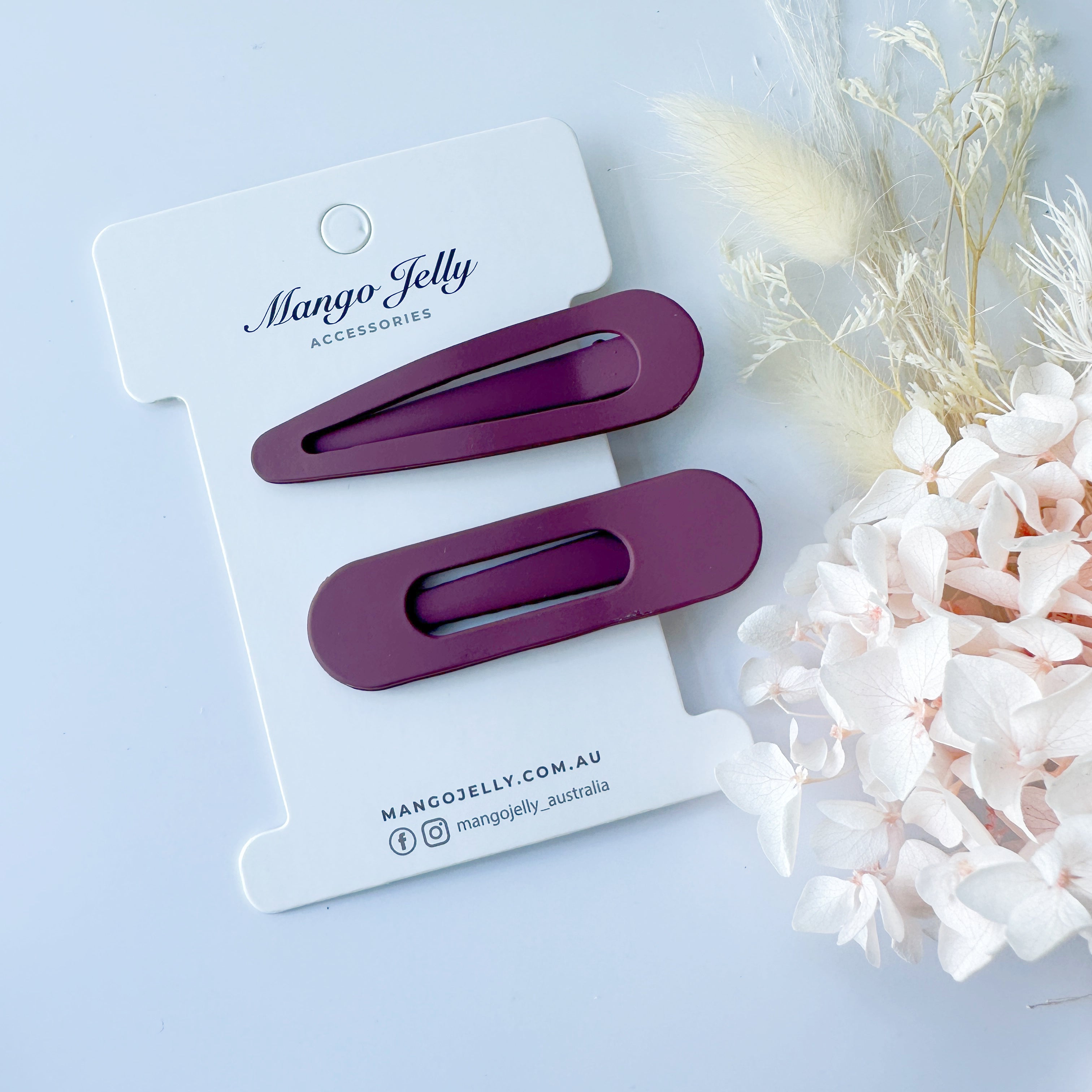 V659-HC-PASTELCOATED-ALI-DPURPLE-2-L-160763-00 MANGO JELLY Large Pastel Coated Hair Clips - Deep Purple - Twin Pack - Image 1