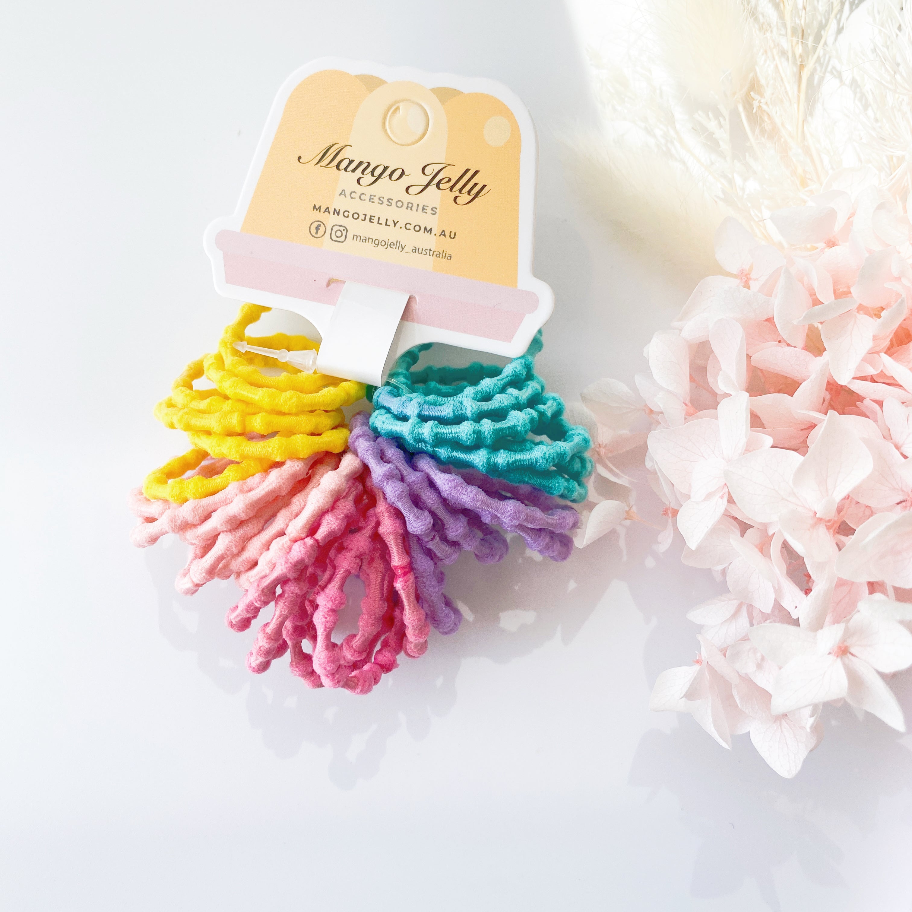 V659-HT-3CM-30P-BAMBOO-CANDY-3-M-160979-00 MANGO JELLY Kids Hair Ties (3cm) - Bamboo Candy - Three Pack - Image 1