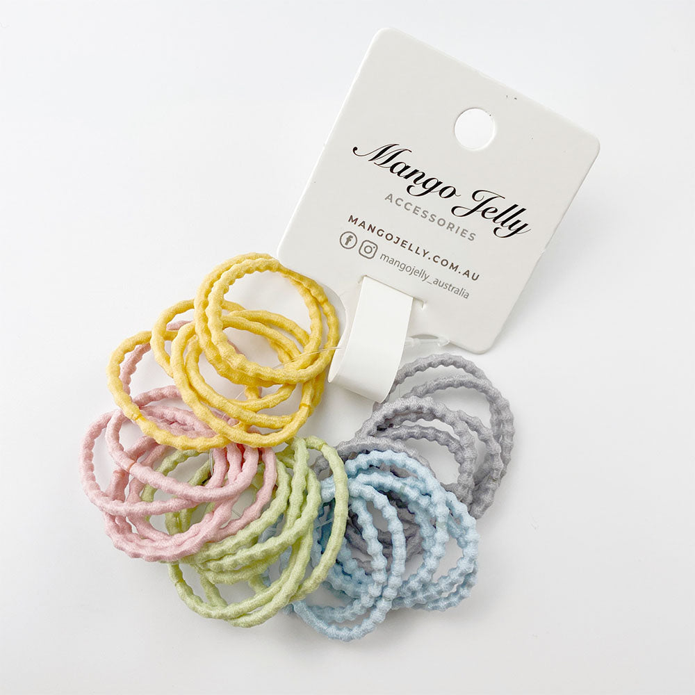 V659-HT-3CM-30P-BUBBLY-MILKY-6-L-161007-00 MANGO JELLY Kids Hair Ties (3cm) - Bubbly Milky - Six Pack - Image 1