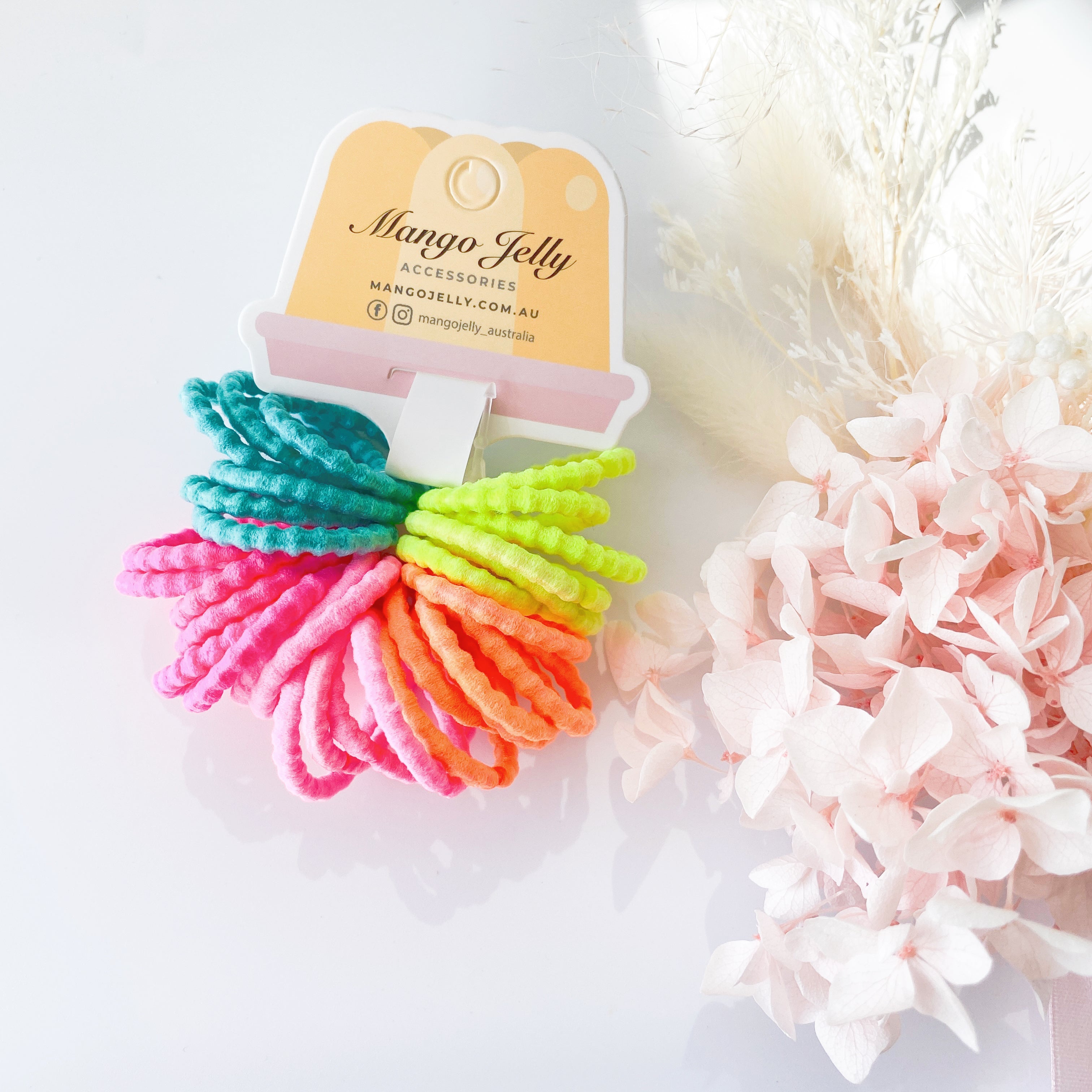 V659-HT-3CM-30P-BUBBLY-NEON-THICK-1-M-160998-00 MANGO JELLY Kids Hair Ties (3cm) - Bubbly Neon (THICK) - One Pack - Image 1