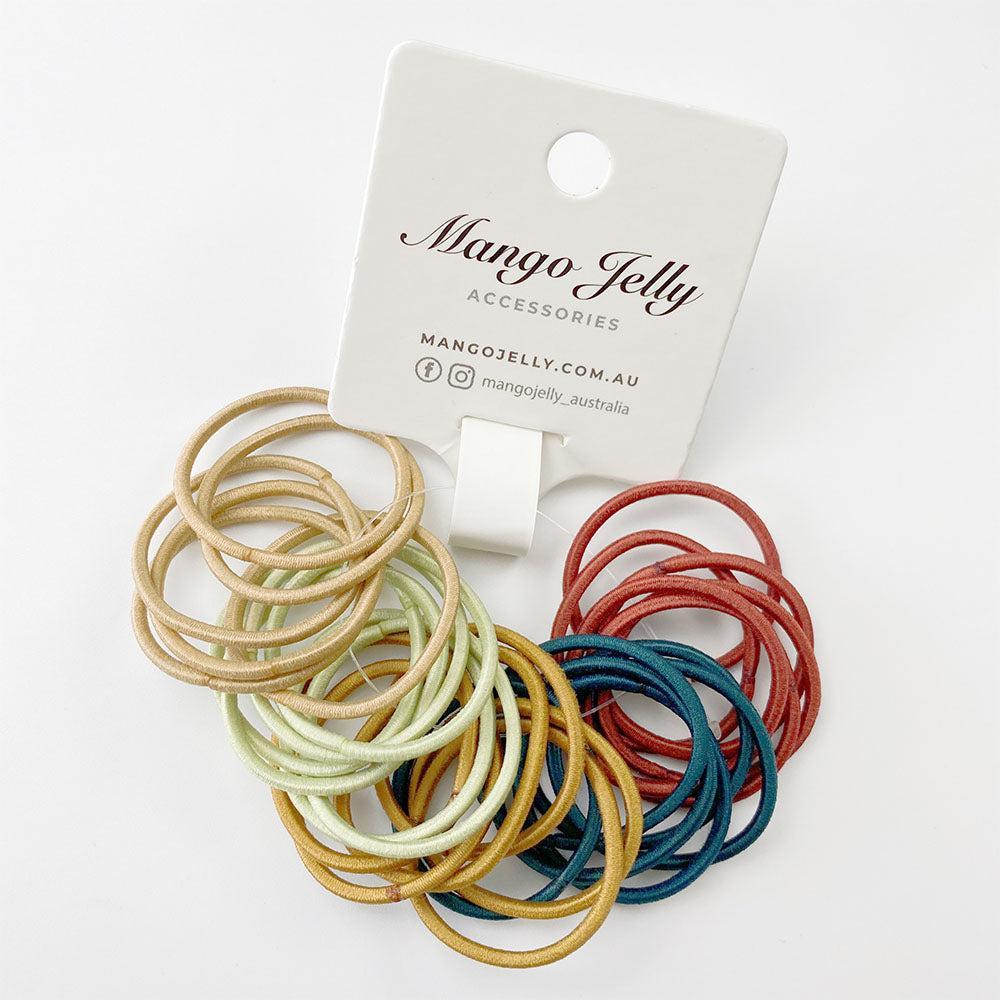 V659-HT-3CM-30P-CLASSIC-FOREST-1-M-161034-00 MANGO JELLY Kids Hair Ties (3cm) - Classic Forest - One Pack - Image 1