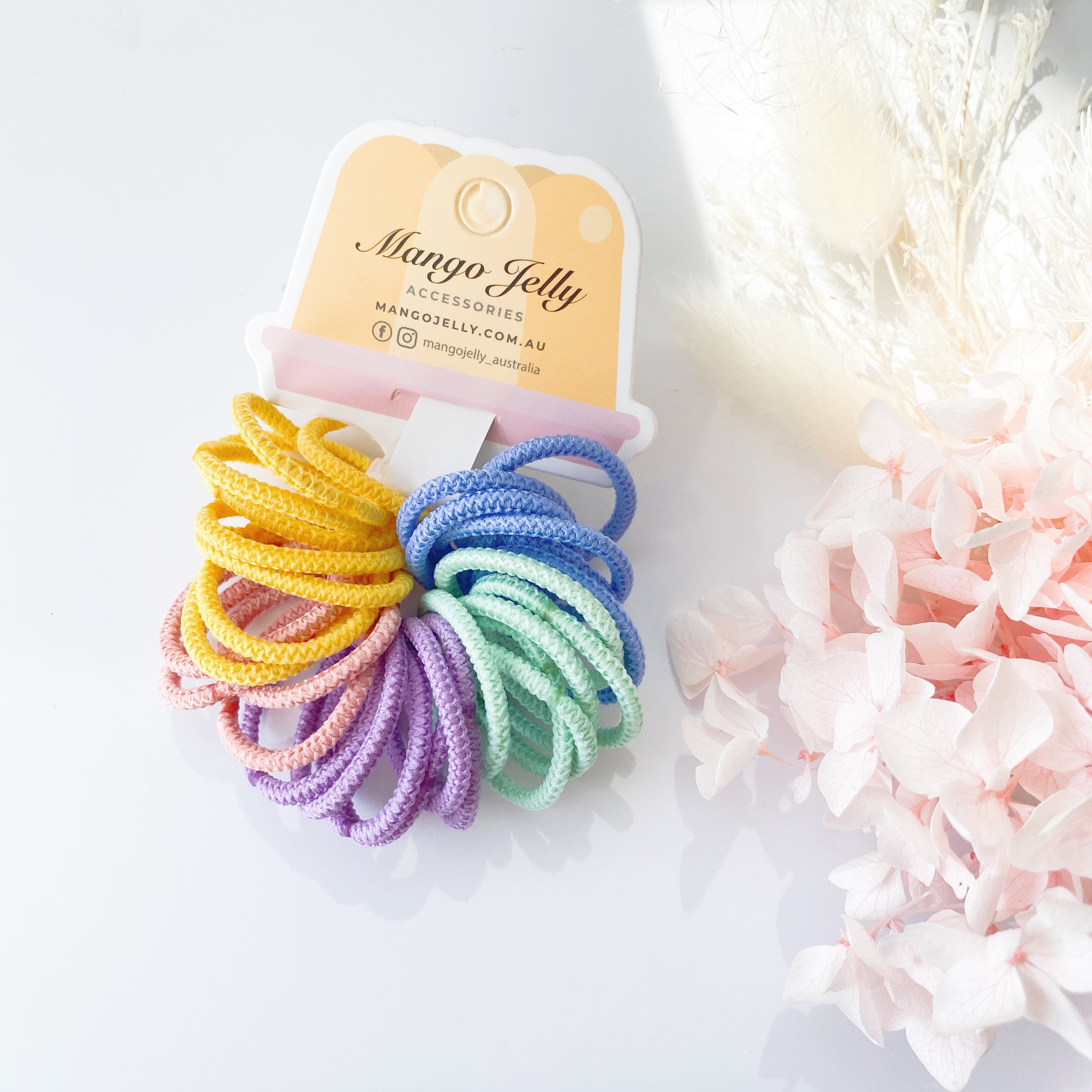 V659-HT-3CM-30P-RING-CANDY-6-L-160967-00 MANGO JELLY Kids Hair Ties (3cm) - Ring Candy - Six Pack - Image 1