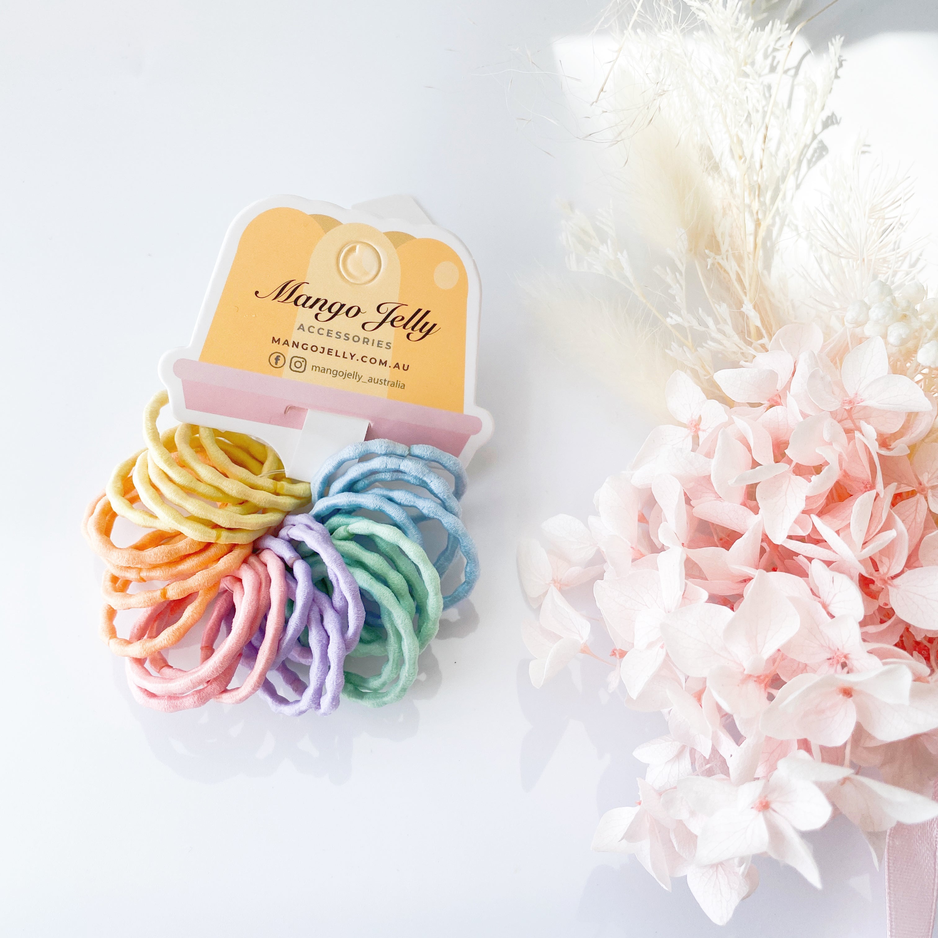 V659-HT-3CM-30P-SILKYPOP-PASTEL-6-L-161023-00 MANGO JELLY Kids Hair Ties (3cm) - Silky Pop Pastel - Six Pack - Image 1