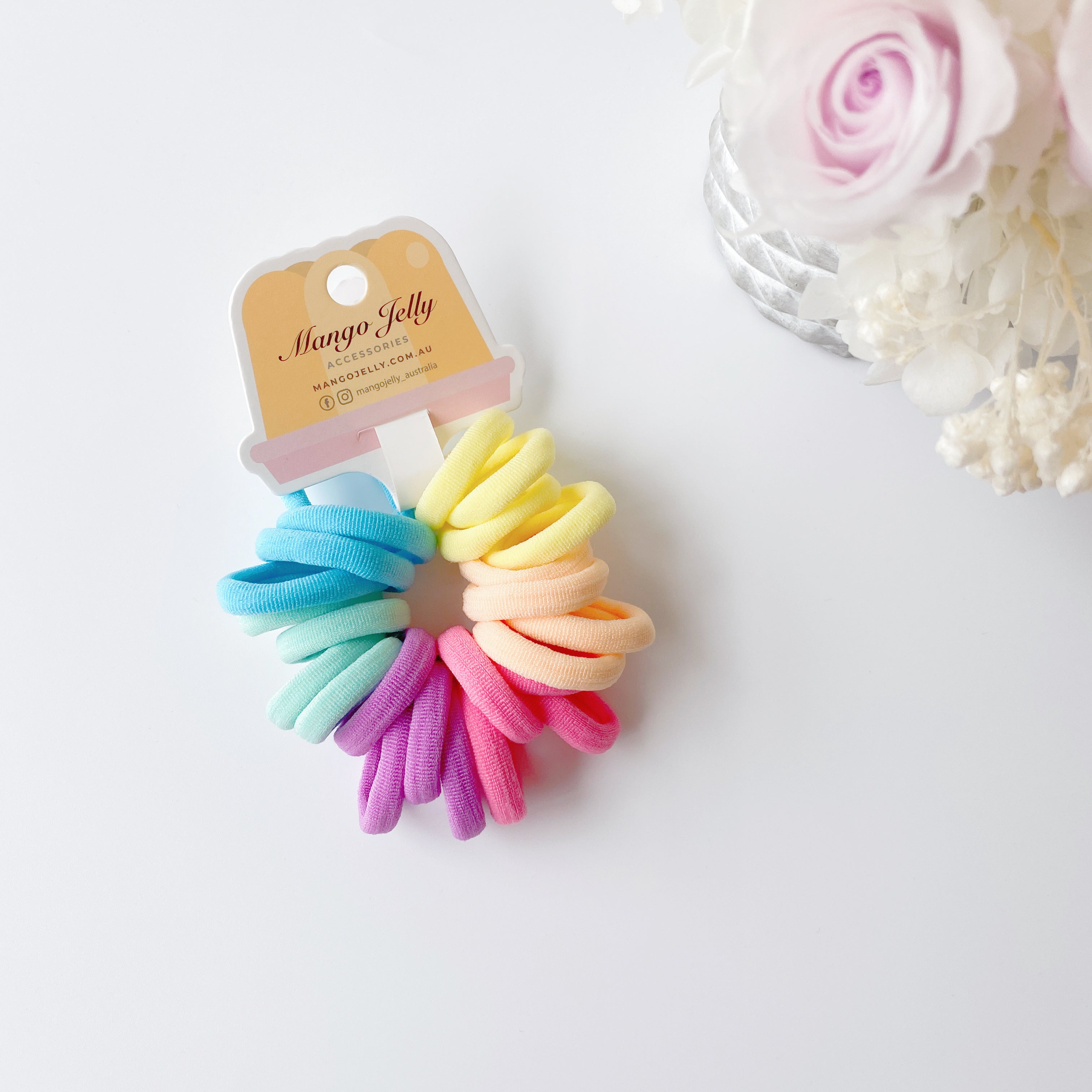 V659-METALFREE-3CM-24P-PASTEL-1-M-160934-00 MANGO JELLY Metal Free Hair Ties (3cm) - Classic Pastel 24P - One Pack - Image 1