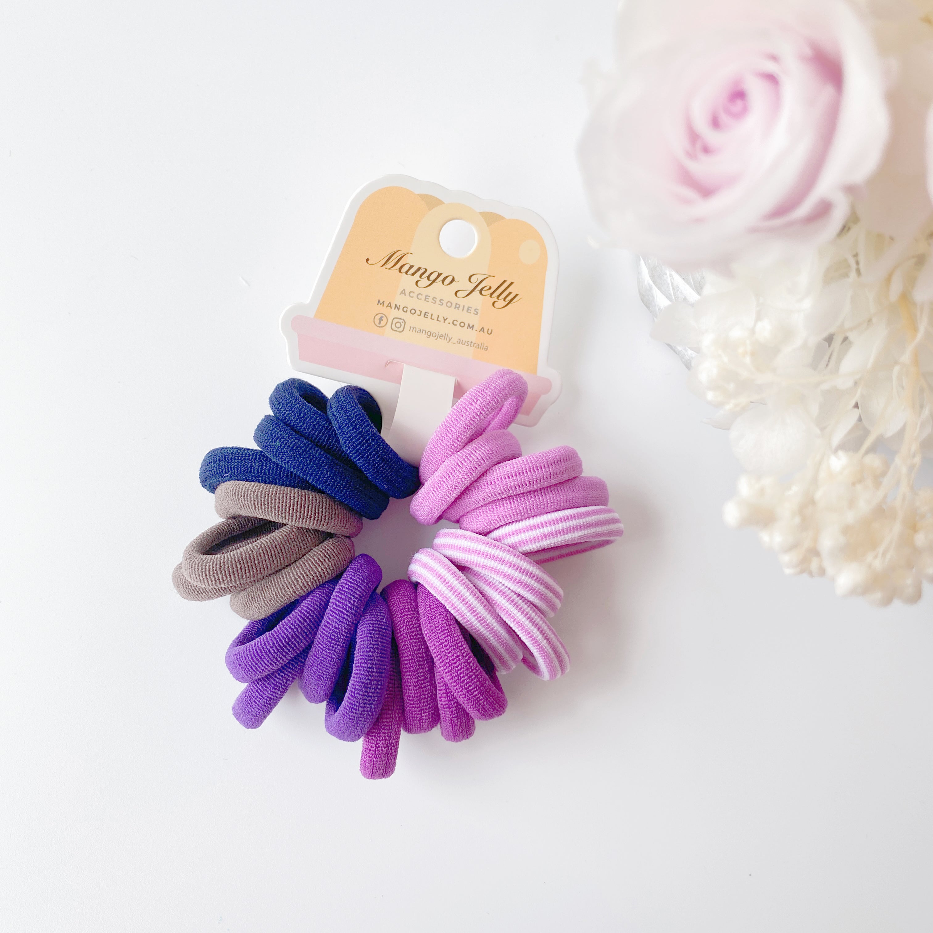 V659-METALFREE-3CM-24P-PURPLE-3-L-160940-00 MANGO JELLY Metal Free Hair Ties (3cm) - Magic Purple 24P - Three Pack - Image 1