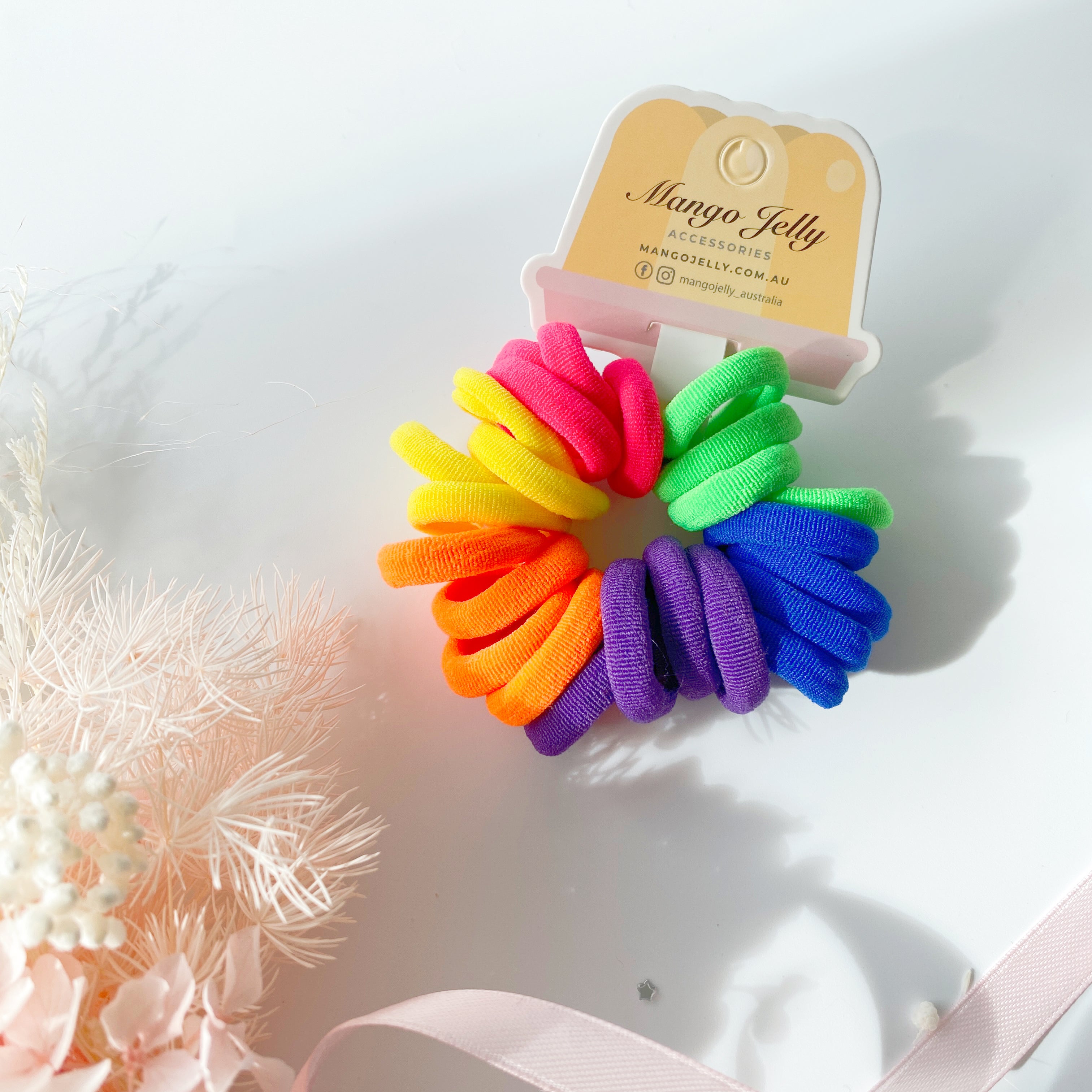 V659-METALFREE-3CM-24P-RETRO-2-M-160937-00 MANGO JELLY Metal Free Hair Ties (3cm) - Retro 24P -Twin Pack - Image 1