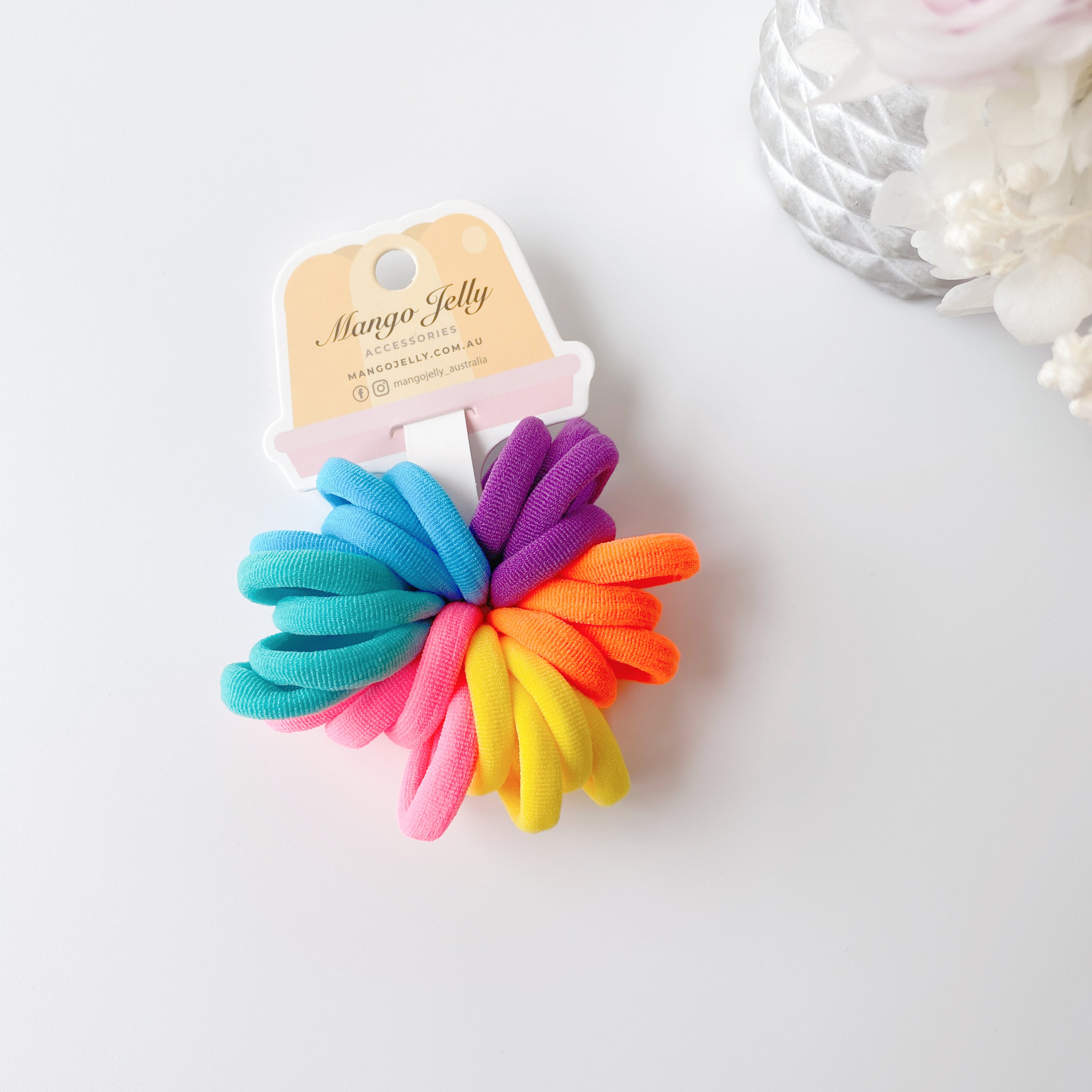 V659-METALFREE-3CM-24P-WHEEL-6-L-160927-00 MANGO JELLY Metal Free Hair Ties (3cm) - Colour Wheel 24P - Six Pack - Image 1