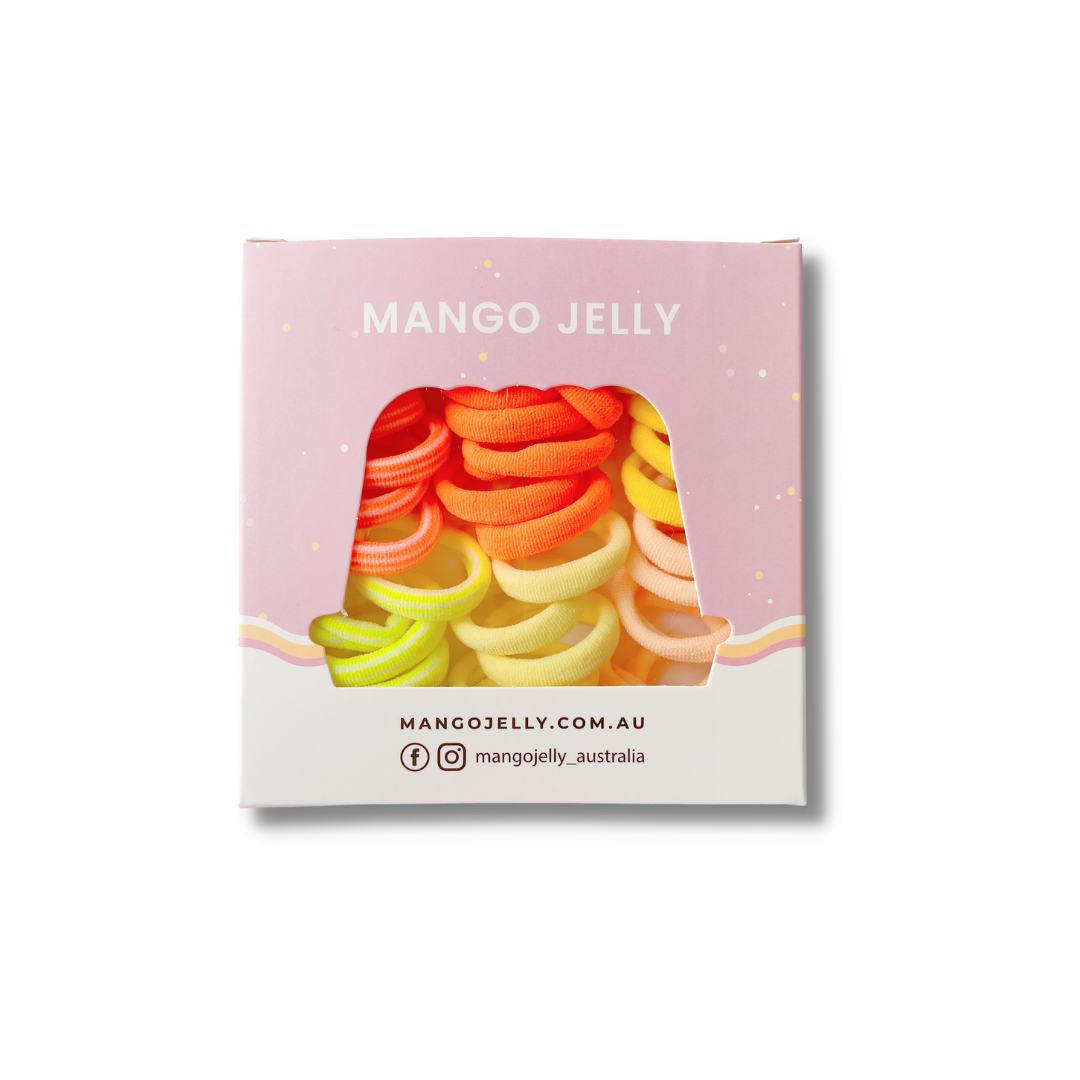 V659-METALFREE-3CM-36P-CITRUS-2-L-160747-00 MANGO JELLY Metal Free Hair Ties (3cm) - CITRUS 36P -Twin Pack - Image 1
