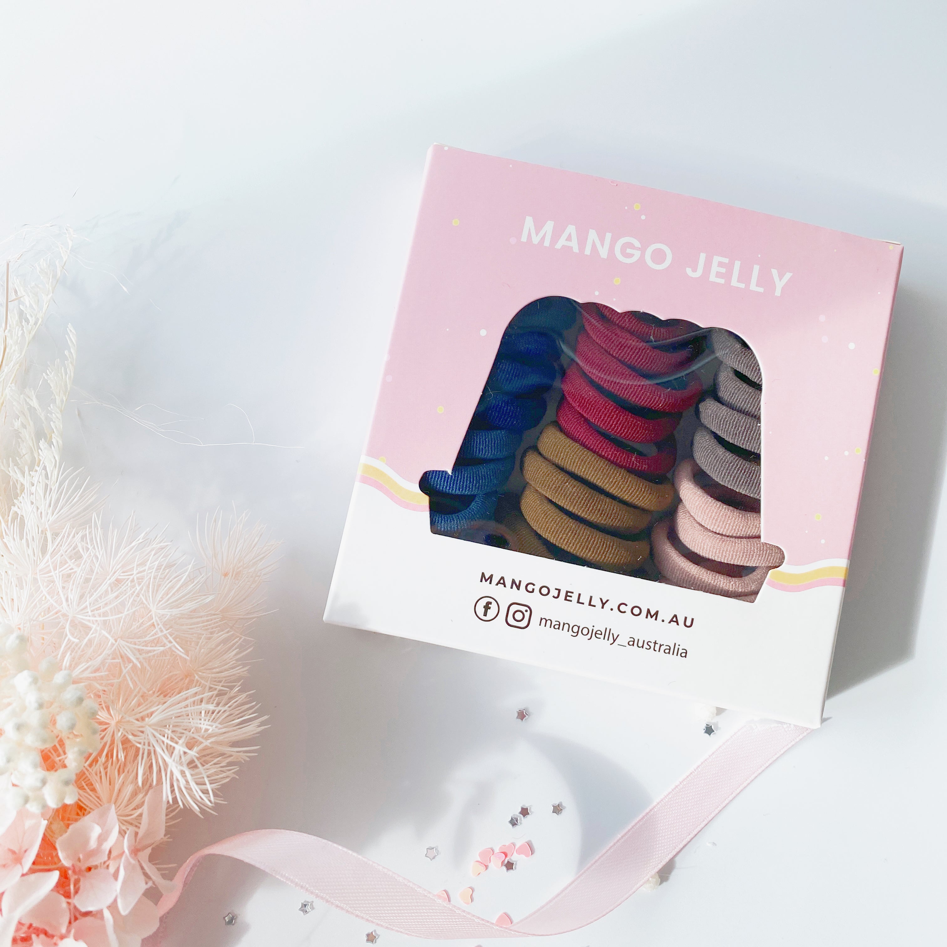 V659-METALFREE-3CM-36P-EARTH-1-M-160744-00 MANGO JELLY Metal Free Hair Ties (3cm) - EarthTone 36P - One Pack - Image 1