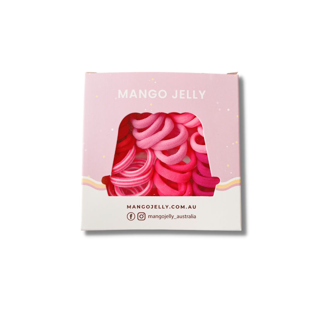 V659-METALFREE-3CM-36P-PINK-3-L-160733-00 MANGO JELLY Metal Free Hair Ties (3cm) - Just Pink 36P - Three Pack - Image 1