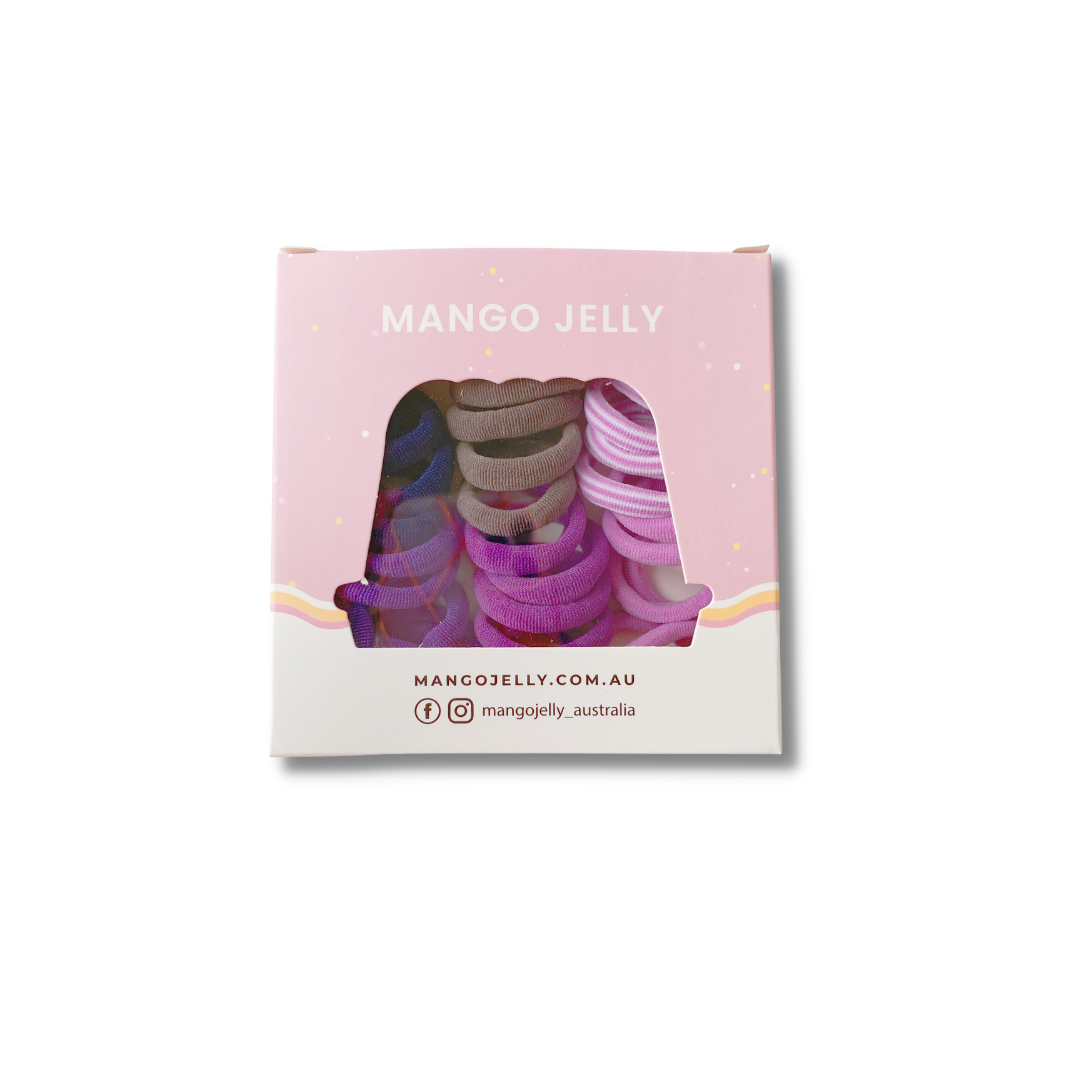 V659-METALFREE-3CM-36P-PURPLE-1-M-160731-00 MANGO JELLY Metal Free Hair Ties (3cm) - Magic Purple 36P - One Pack - Image 1
