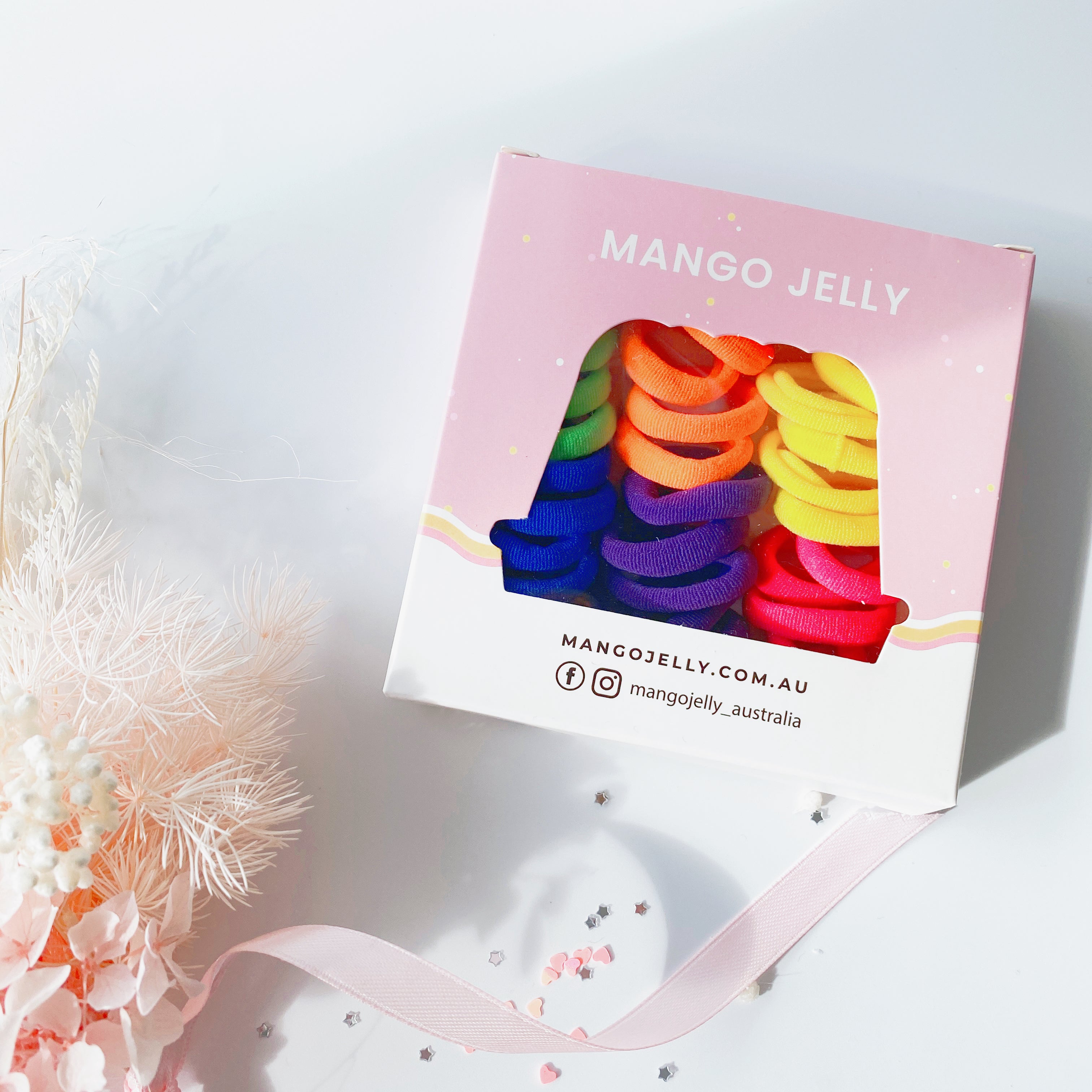 V659-METALFREE-3CM-36P-RETRO-2-L-160726-00 MANGO JELLY Metal Free Hair Ties (3cm) - Retro 36P -Twin Pack - Image 1