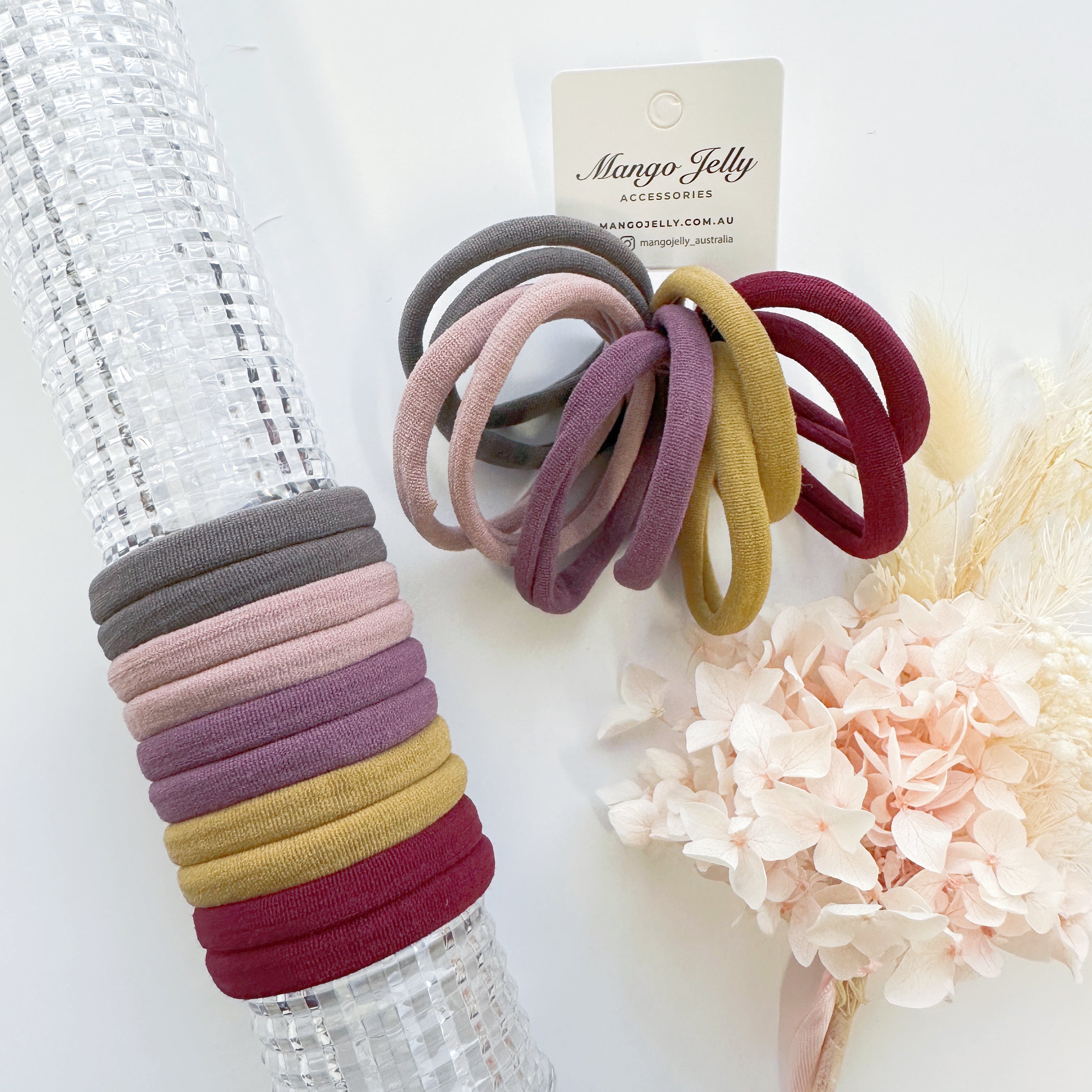 V659-METALFREE-4CM-10P-BLUSHM-6-L-160897-00 MANGO JELLY Metal Free Hair ties (4.5cm) - Blush Mixed 10P - Six Pack - Image 1