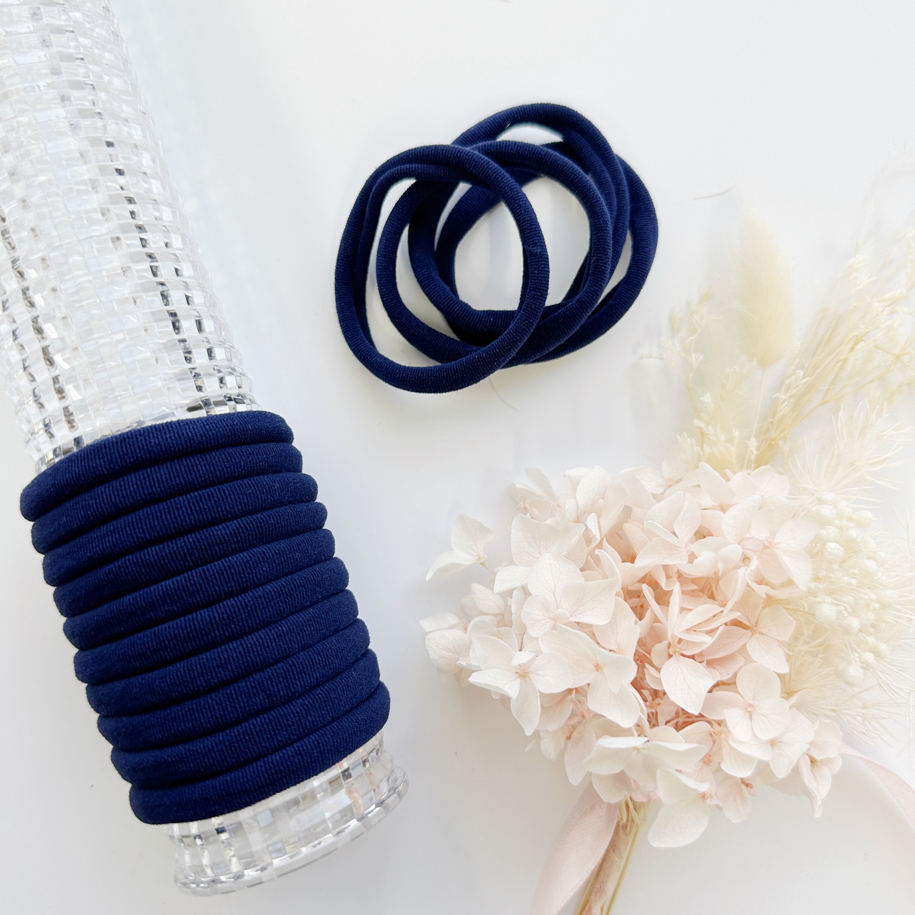 V659-METALFREE-4CM-10P-SK-NAVY-1-M-160699-00 MANGO JELLY Metal Free Hair ties (4.5cm) - School Colour Navy 10P - One Pack - Image 1