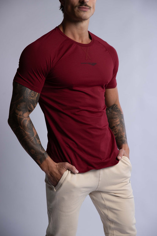 V697-RAGLAN-CREW-TEE-BURGUNDY-SMALL-218015-01 HARD HITTERS RAGLAN CREW TEE BURGUNDY SMALL - Image 1
