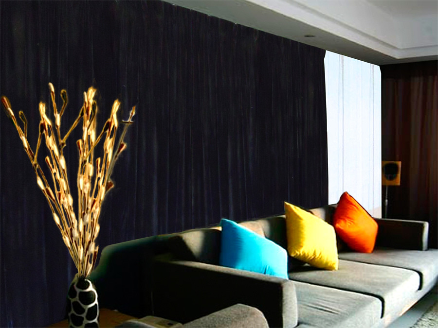 V702-CNA3-1LNB-202505080936-00 Long Large Velvet Curtains Black PINCH PLEAT 590x270cm + 30 Hooks Polyeste New - Image 1