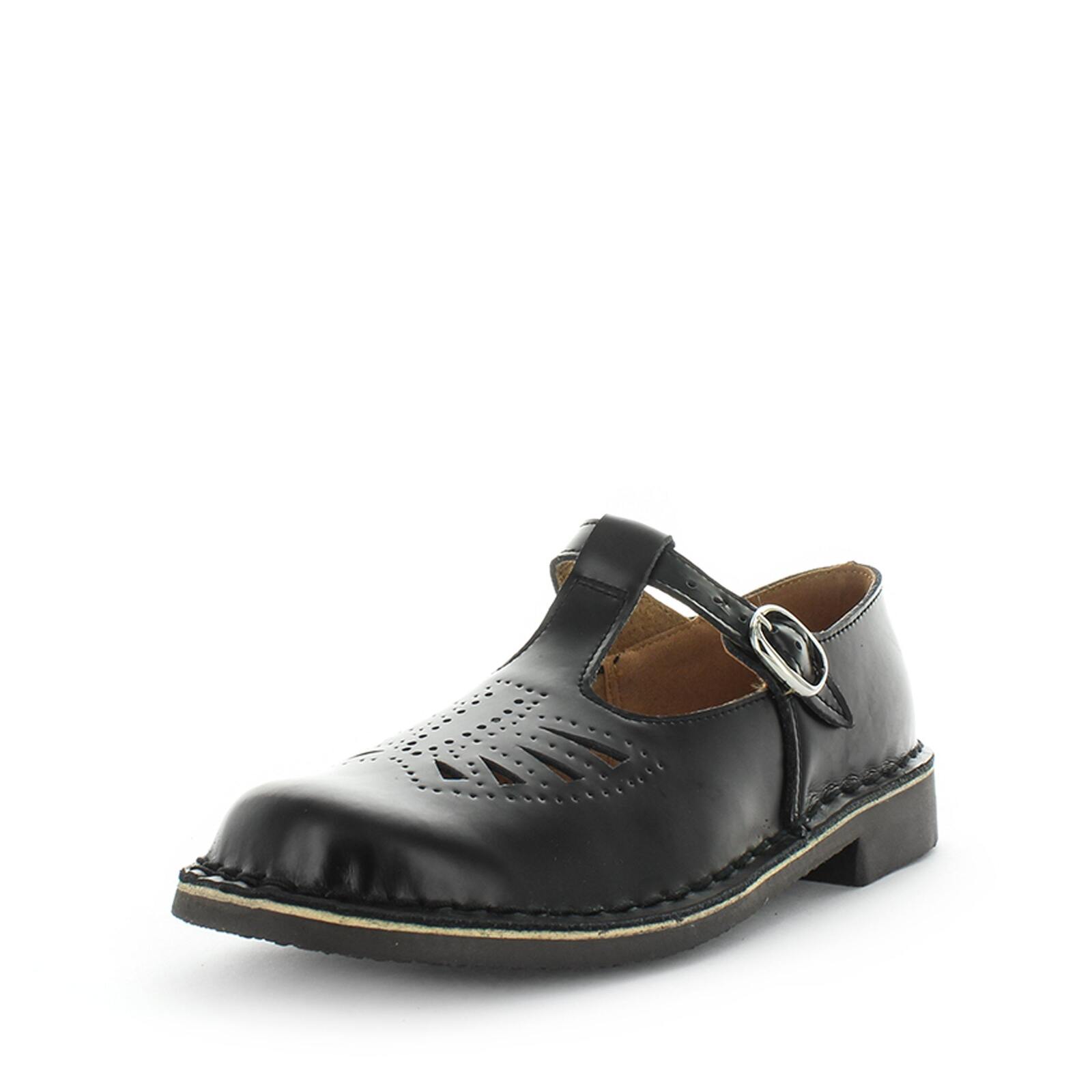V717-WJENNY-BLACKOFFSHINE-8-192113-00 WILDE SCHOOL Girl's JENNY-Snr School Black Off Shine Shoe 8US - Image 1
