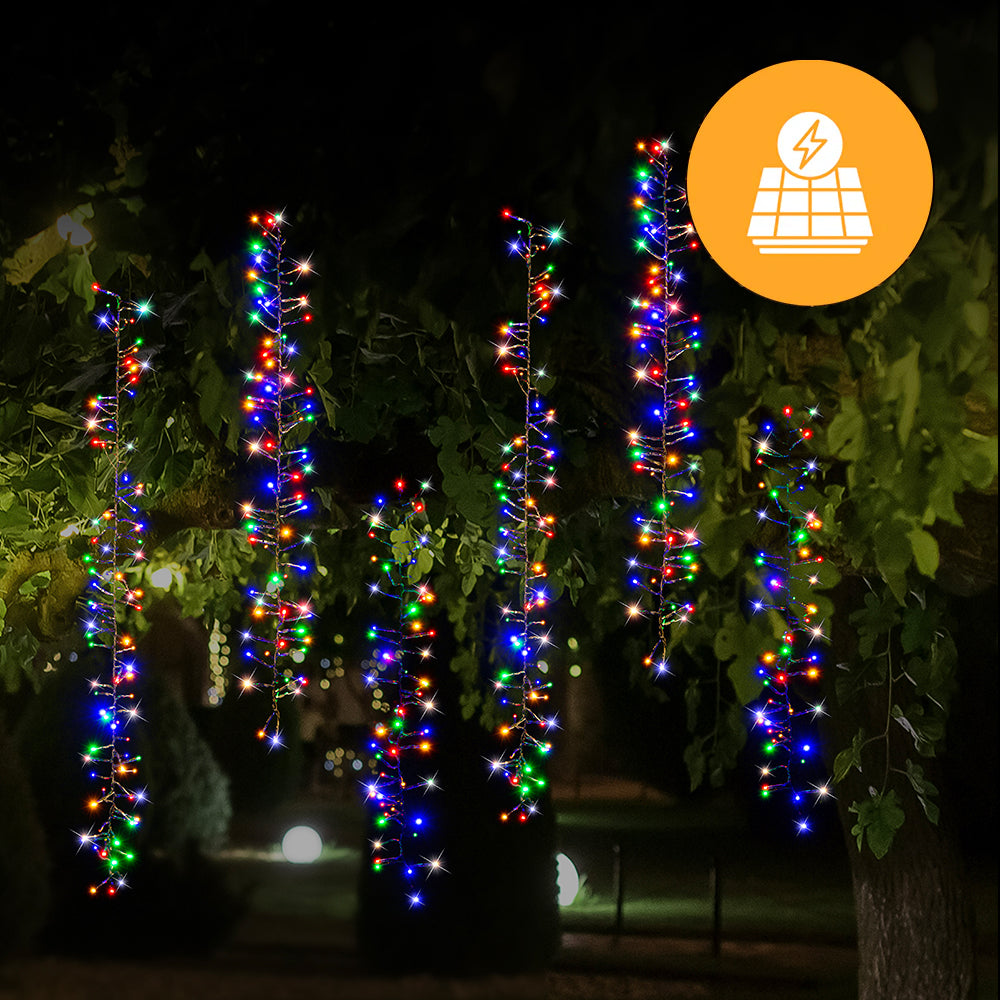 V720-XL1005S-202130-00 Solar 480 LED Cluster Chain Lights available in 2 Colors - Cool White - Image 1