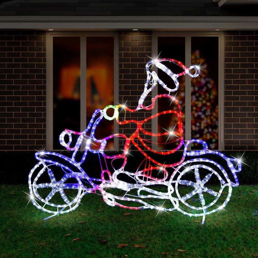 V720-XL1436ST-200231-00 LED Ropelight Motorbike Crew Santa - Image 1