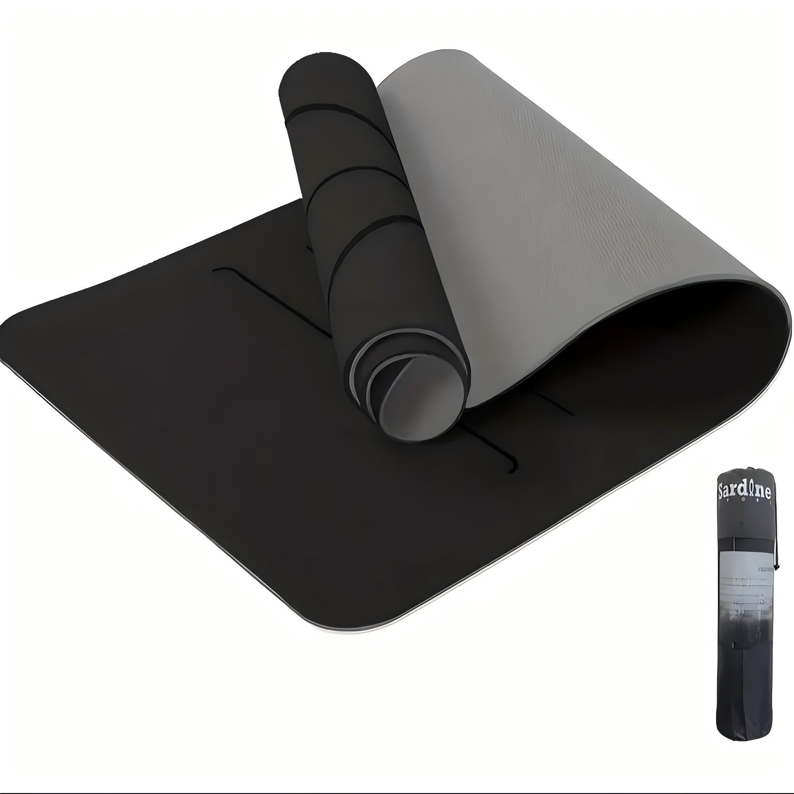 V733-YGMAT-8MM-BLACK-195528-00 Sport TPE Yoga Mat Exercise Workout Mats Fitness Mat for Home Gym Black 8mm - Image 1