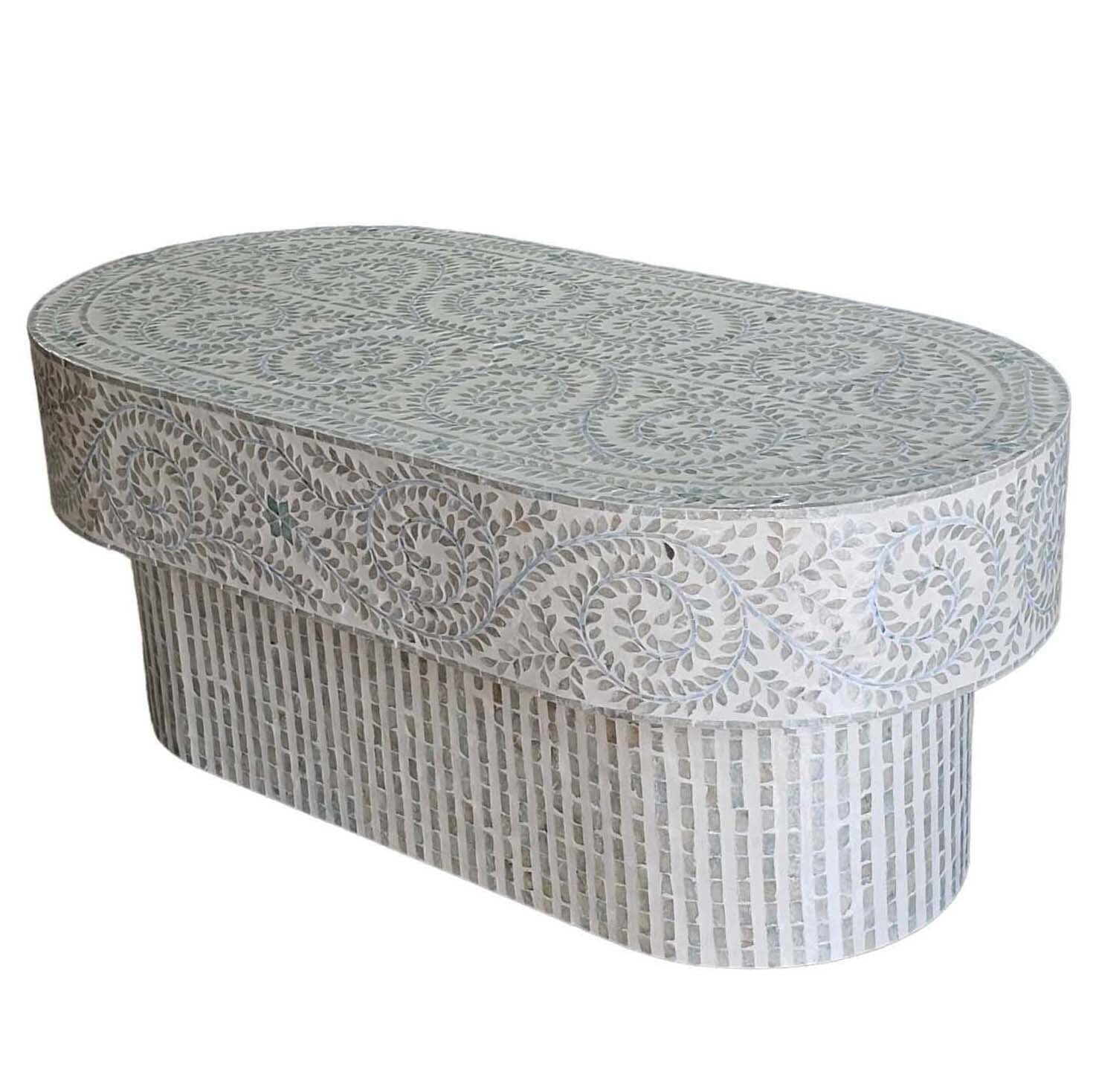 V742-VC2-200314-00 MOTHER OF PEARL SERENITY OVAL PEARL COFFEE TABLE - Image 1