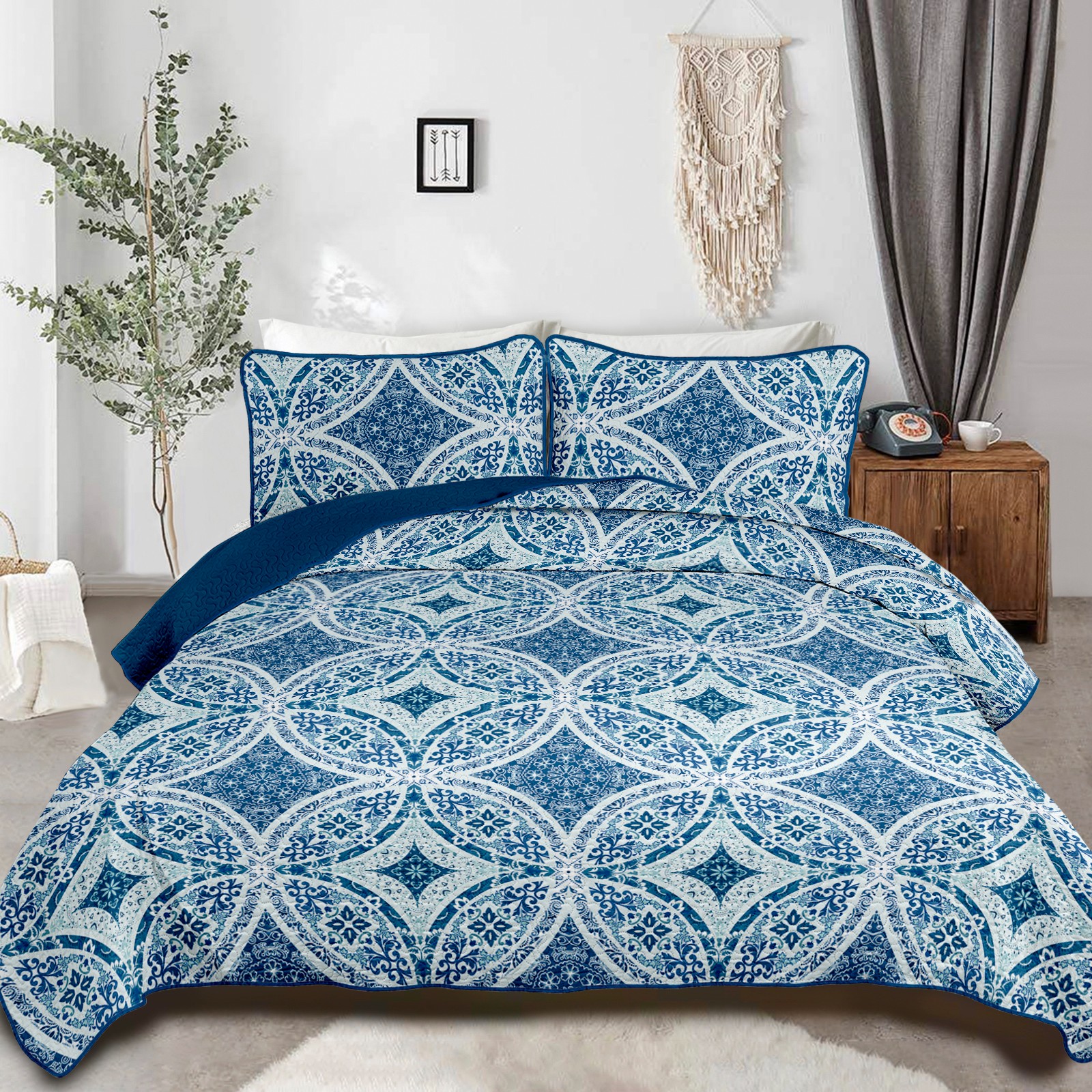 Whimsical Winter Frosty Elegant 3 Pc Bedspread & Pillow Cover Set