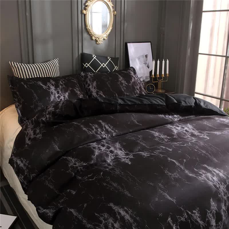 V745-AQ081836S2-212747-00 Bold Geometric Print Duvet Cover Set - Eco-Friendly Material-Single - Image 1