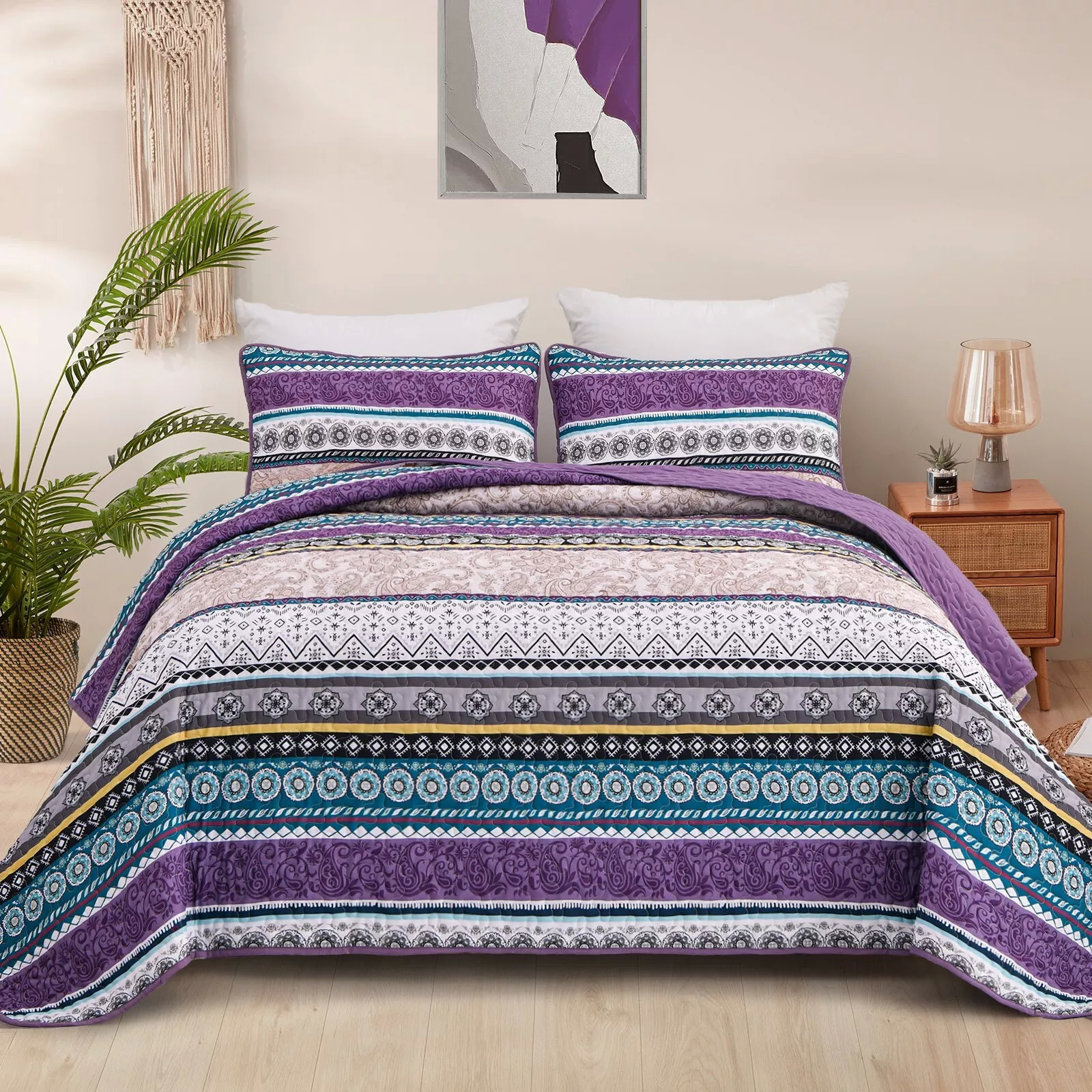 V745-MAC080596Q13U-190865-00 Hygge Quilted bedspread and pillowcovers set: Embrace Cozy Living - Queen size - Image 1