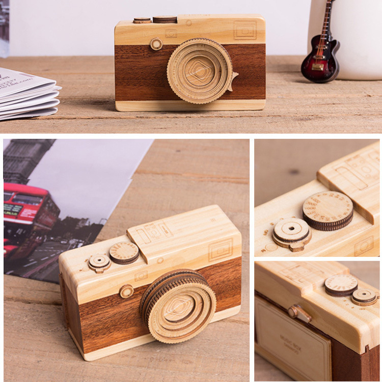 V888-ELOSUNG1005-202400-00 Wooden music box cartoon gift ornament (without movement) - Image 1