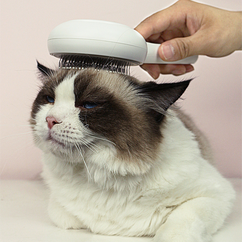 V888-ELOSUNG10113-204477-00 Gentle Self-Cleaning Cat Grooming Brush with Ergonomic Handle and Stainless Steel Bristles - Image 1