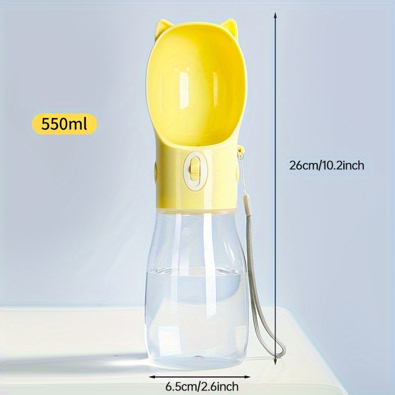 V888-ELOSUNG10152-204188-00 Portable Dog Water Bottle with Bowl Dispenser-500ml Yellow Pet Travel Cup, Leak-proof, One-Hand Operation - Image 1