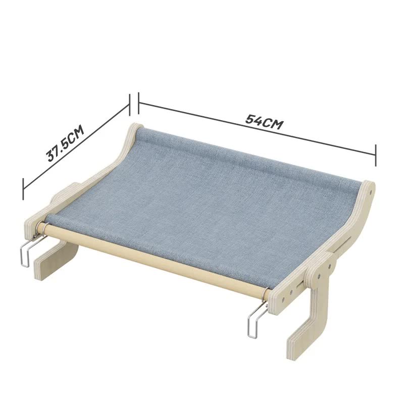 V888-ELOSUNG10158-203194-00 Wall-Mounted Cat Hammock Bed-Wooden Frame, Comfortable and Space-Saving Design for Pets - Image 1