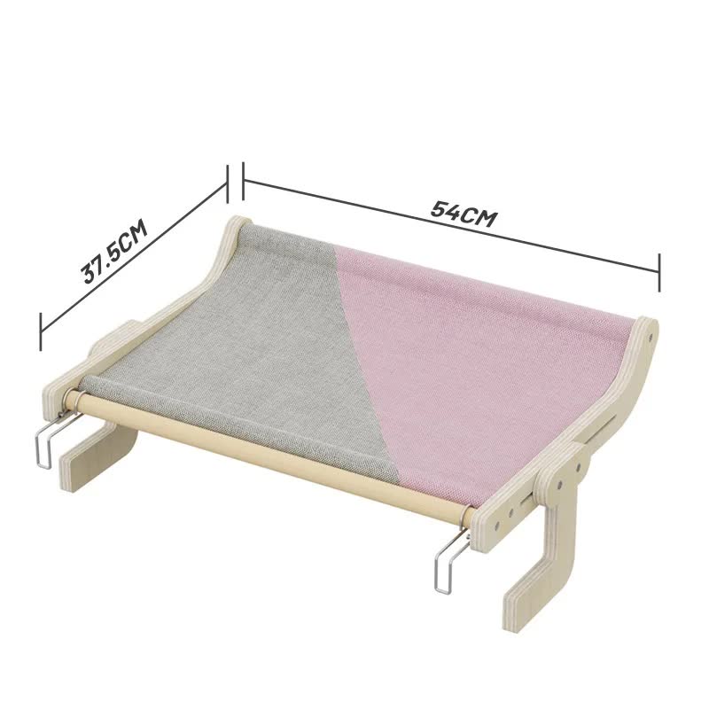 V888-ELOSUNG10161-203191-00 Wall-Mounted Cat Hammock Bed-Wooden Frame, Comfortable and Space-Saving Design for Pets - Image 1